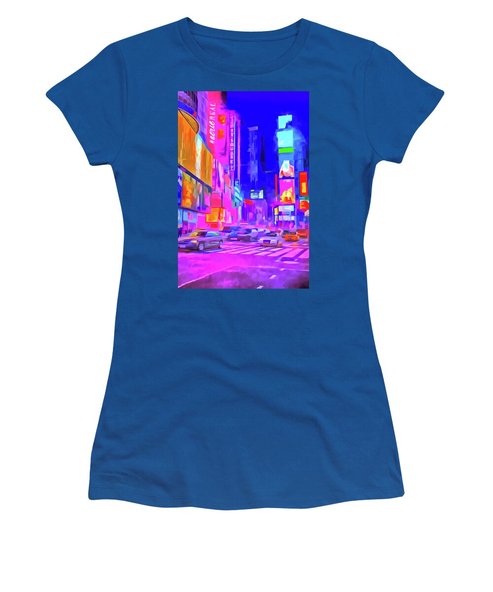 Times Square Art Women's T-Shirt featuring the photograph Times Square Pop Art #1 by David Pyatt
