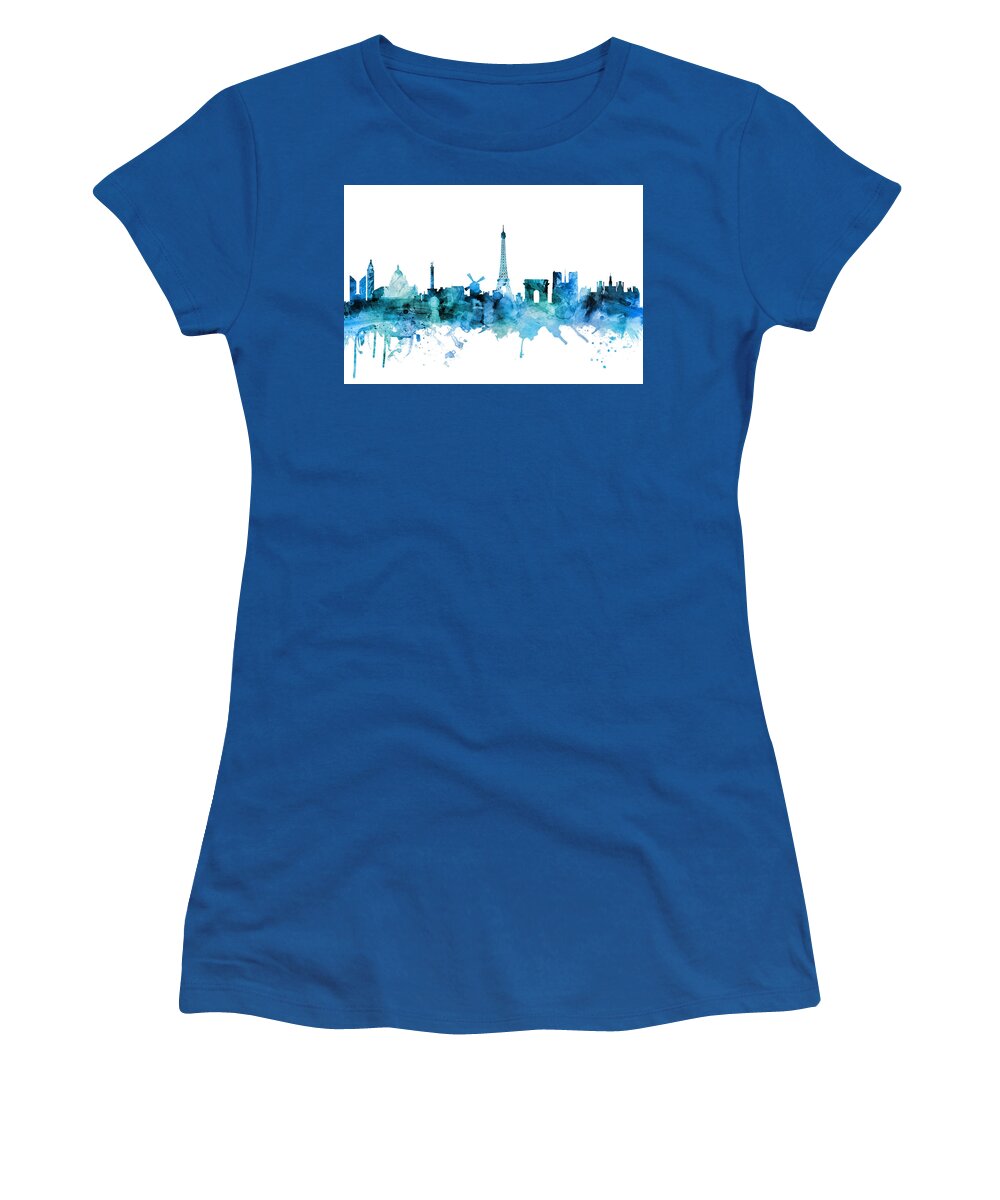 Paris Women's T-Shirt featuring the digital art Paris France Skyline #15 by Michael Tompsett