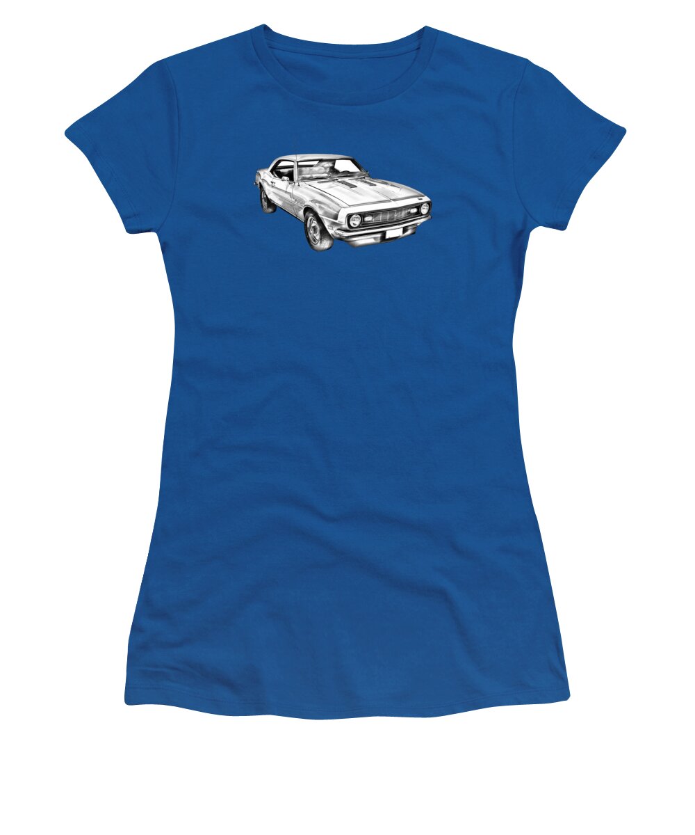 Automobile Women's T-Shirt featuring the photograph 1968 Chevrolet Camaro 327 Muscle Car Illustration by Keith Webber Jr