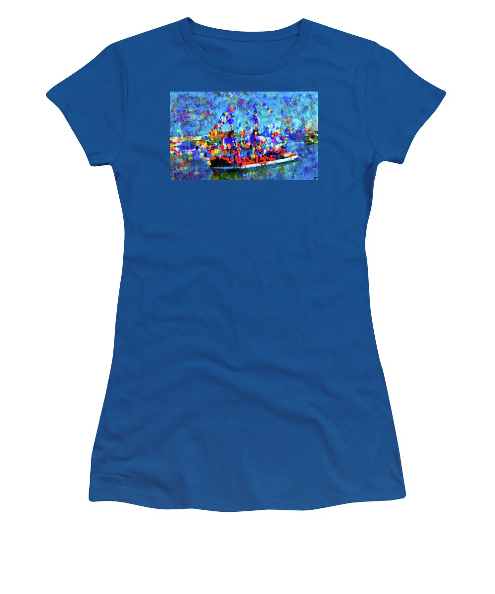 Gasparilla Pirate Festival Tampa Florida Women's T-Shirt featuring the painting Colors of Gasparilla #2 by David Lee Thompson