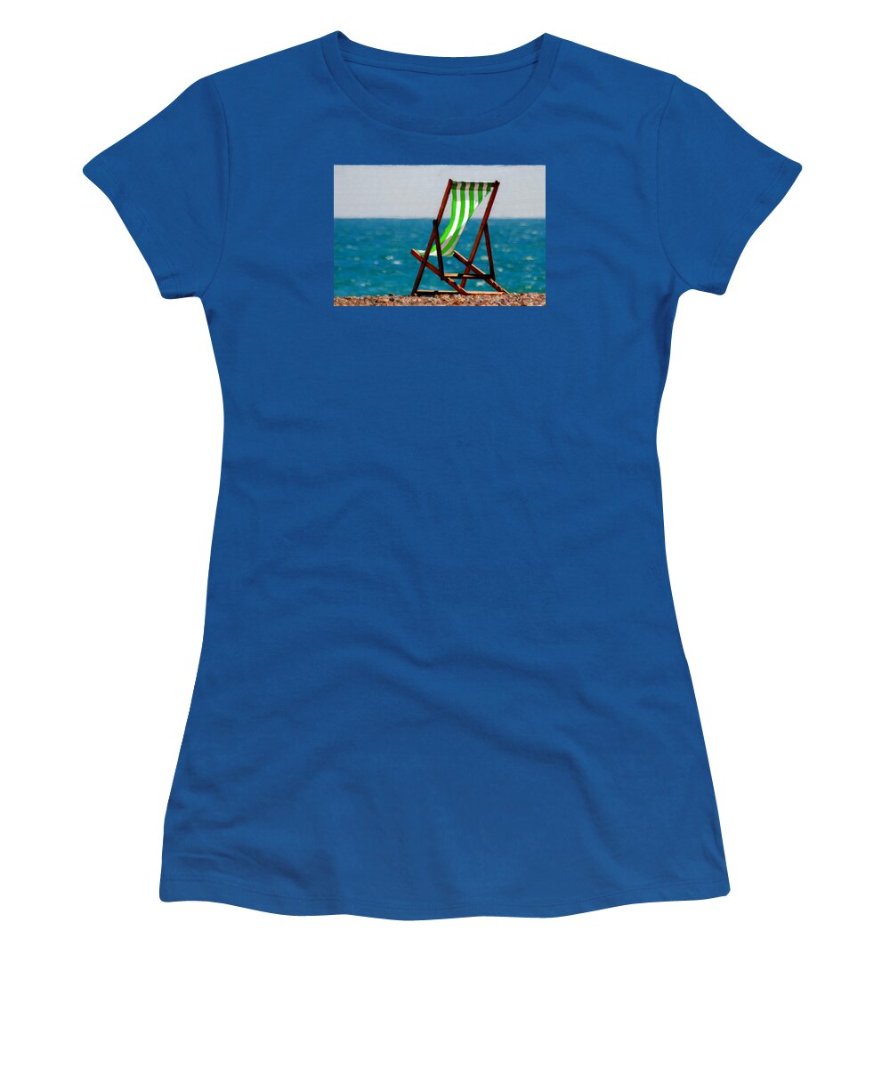 Beach Women's T-Shirt featuring the painting Lounging in Long Beach #3 by Bruce Nutting