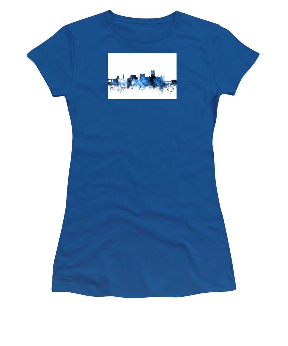 City Women's T-Shirt featuring the digital art Durham England Skyline Cityscape #6 by Michael Tompsett