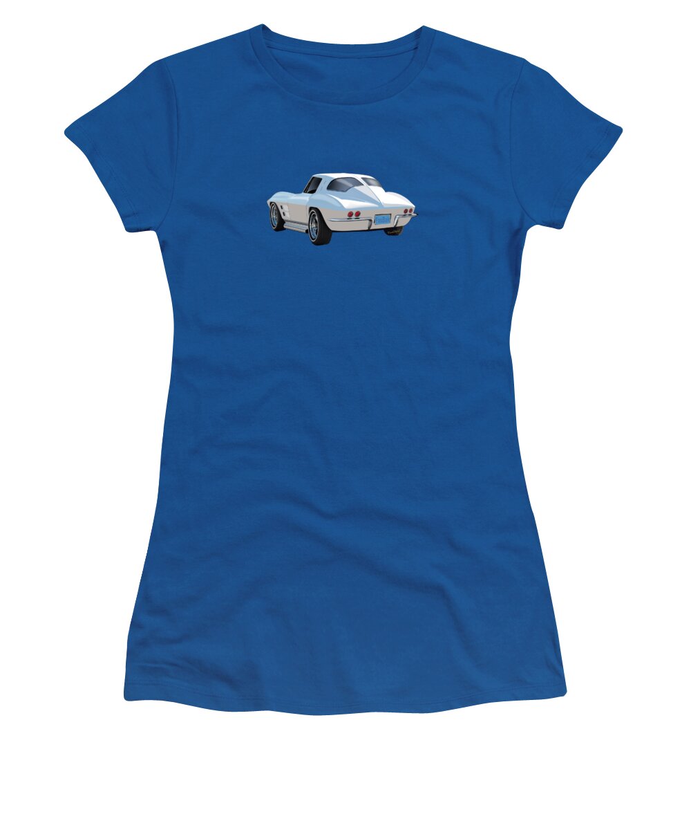 1963 Women's T-Shirt featuring the photograph 63 Vette Rear Illustration for Story by Chas Sinklier
