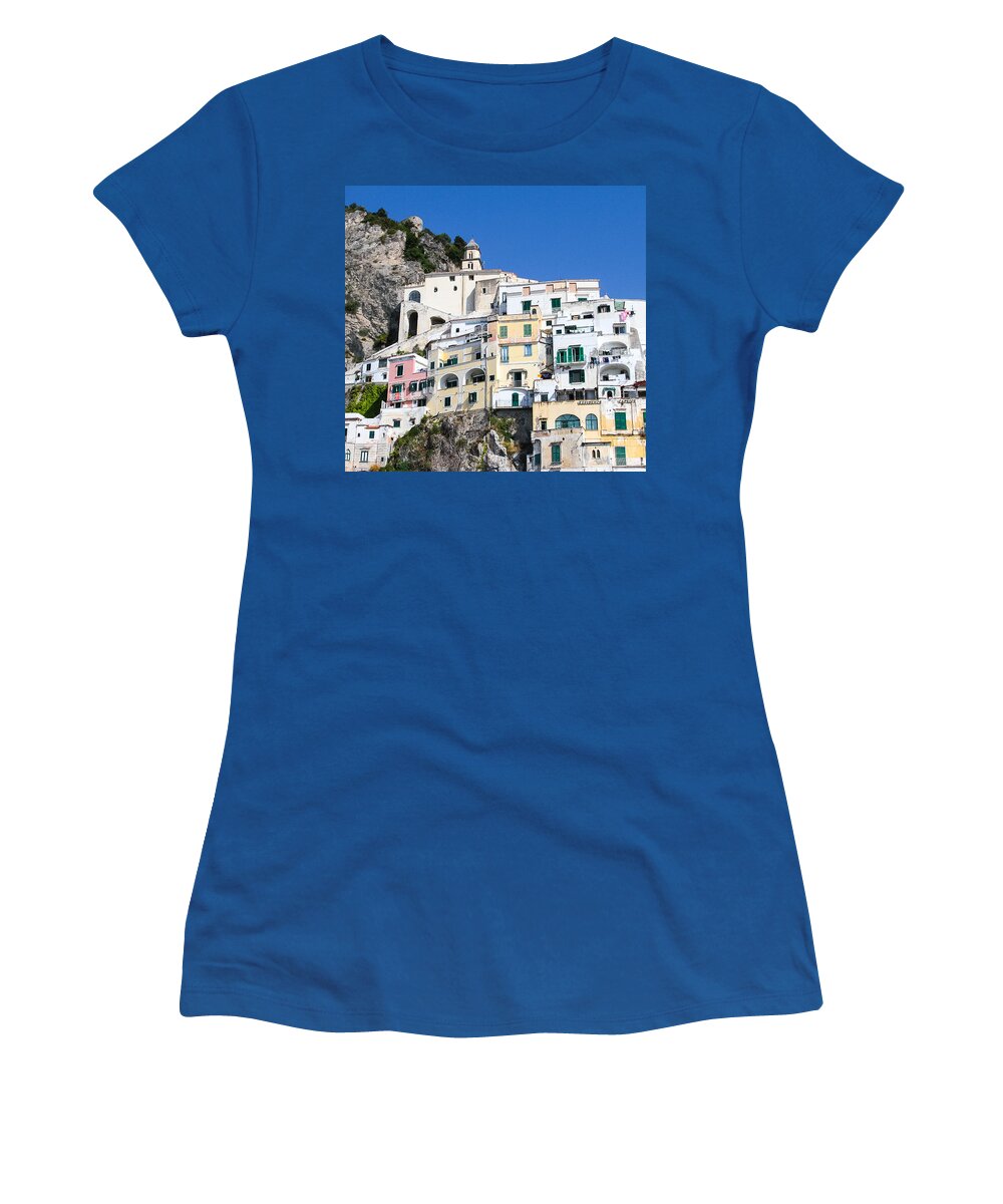 Almafi Coast Women's T-Shirt featuring the photograph A view of the Adratic Sea by Allan Levin