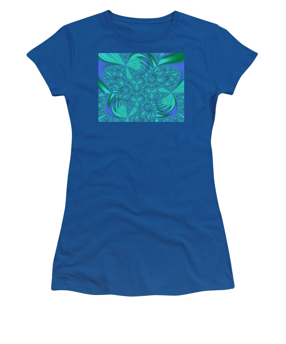 Aqua And Blue Abstract Women's T-Shirt featuring the digital art Abstract 404 by Judi Suni Hall