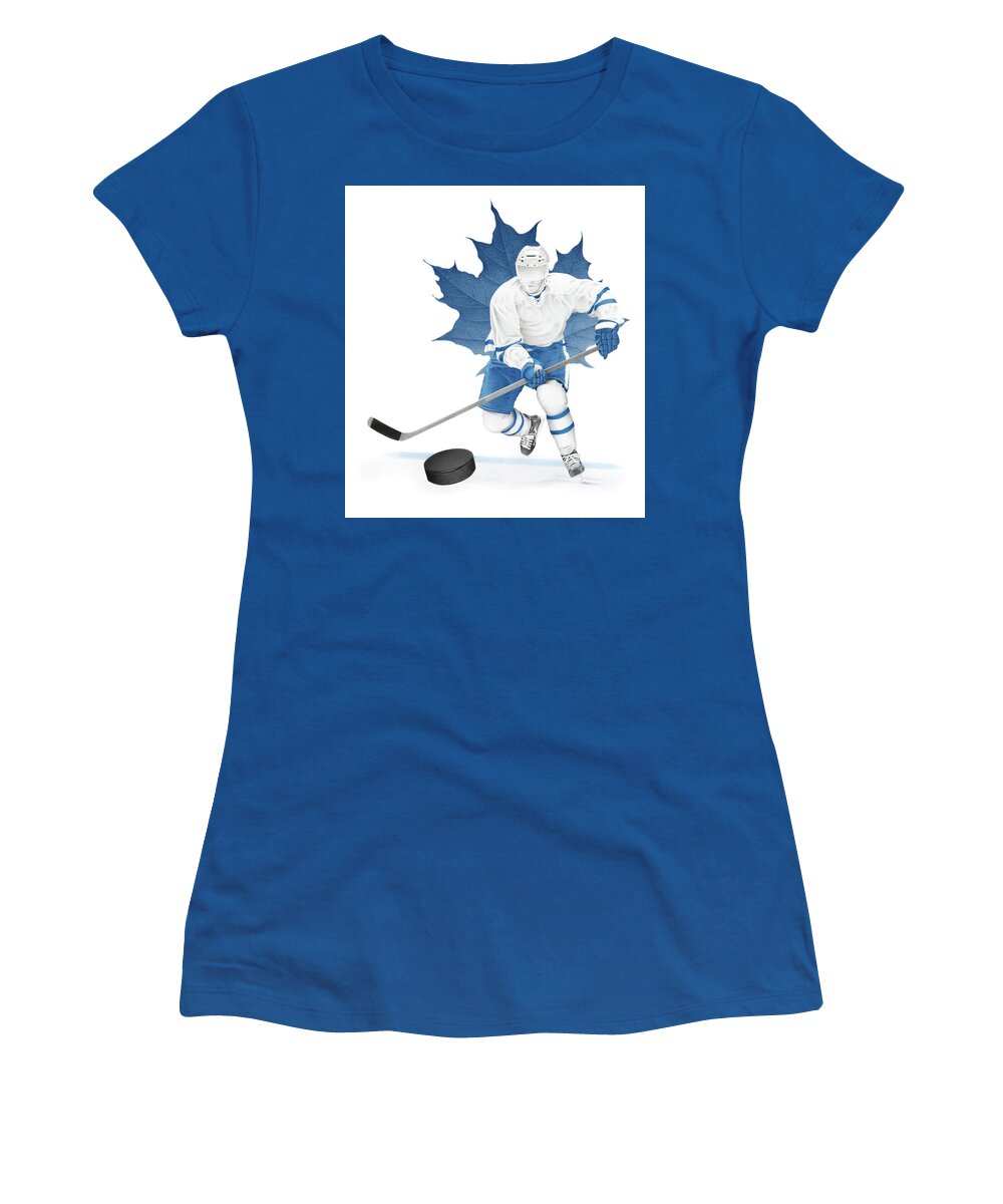 Toronto Women's T-Shirt featuring the drawing Across The Blue Line by Stirring Images