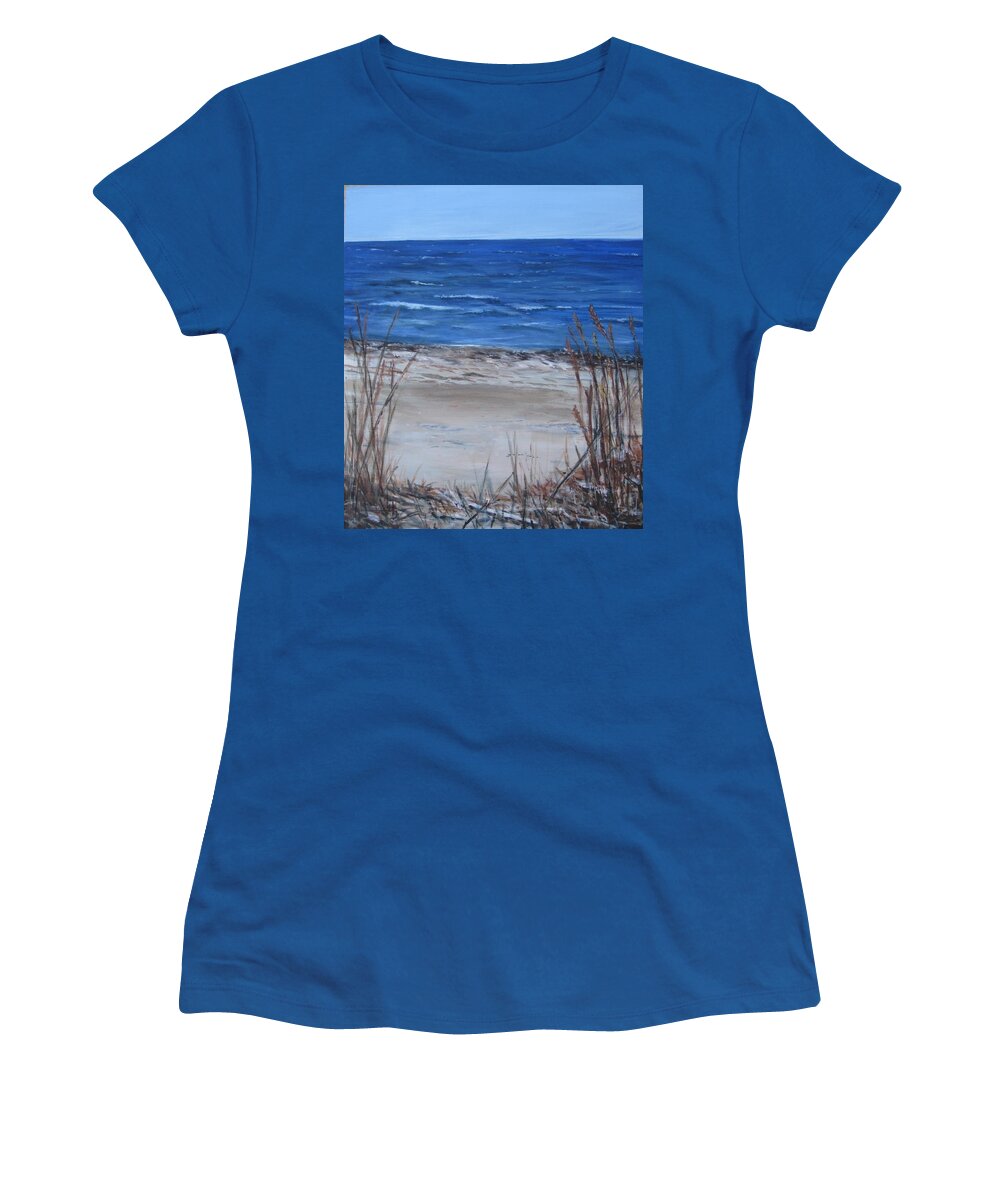 Beach Women's T-Shirt featuring the painting Another View of East Point Beach by Paula Pagliughi