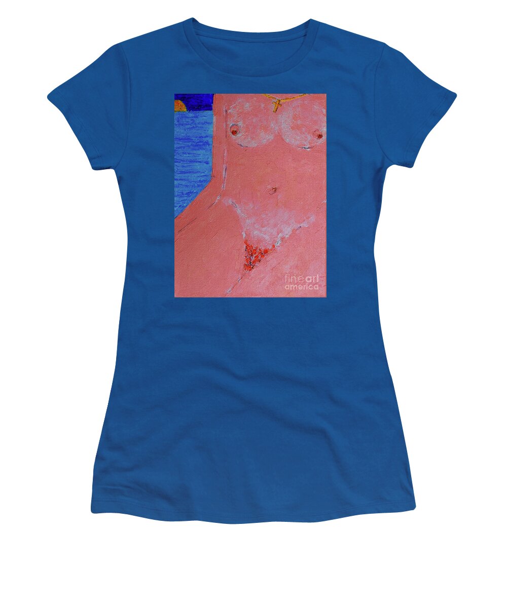 Figurative Women's T-Shirt featuring the painting Beach Girl by Art Mantia