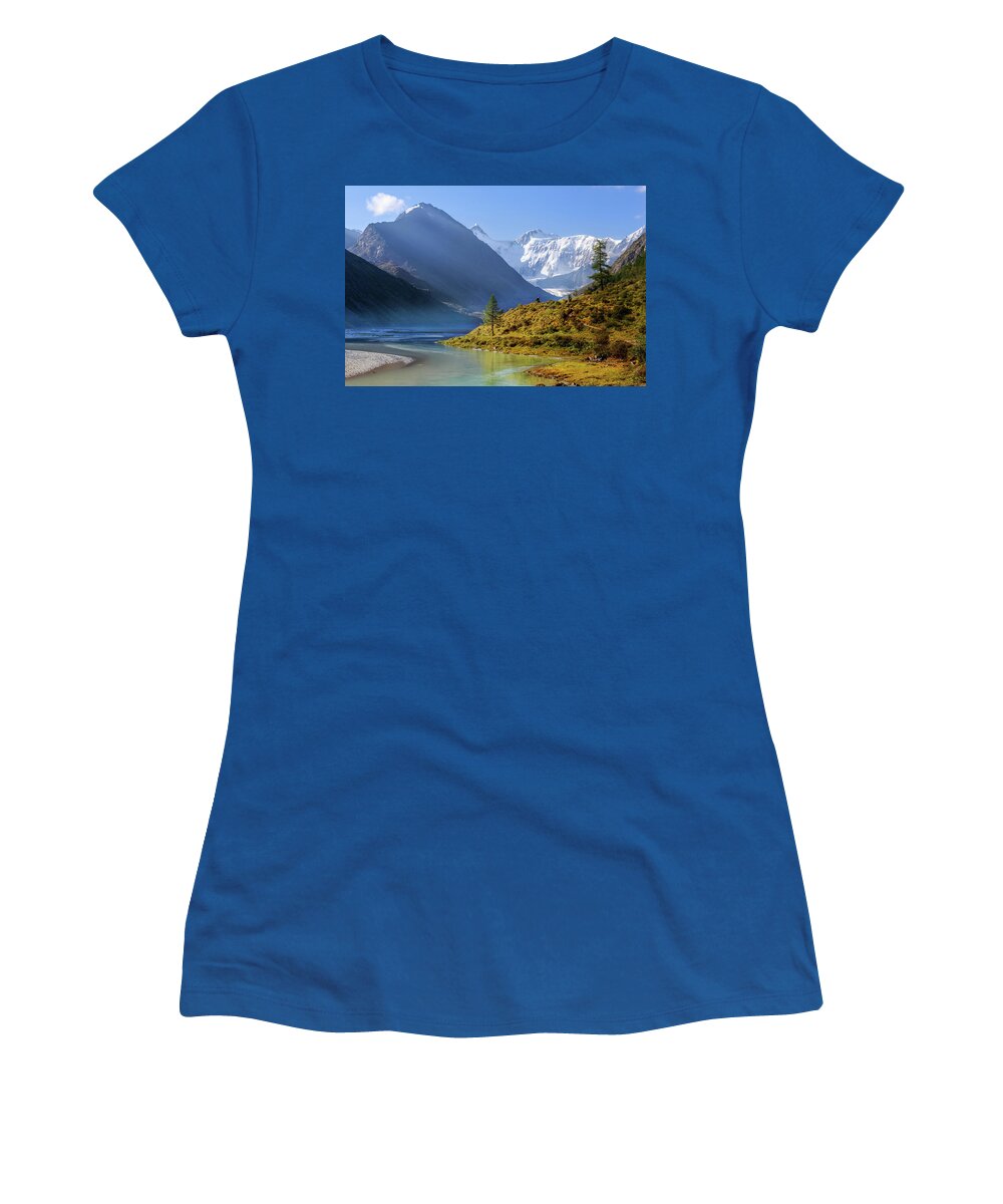Russian Artists New Wave Women's T-Shirt featuring the photograph Belukha Sacred Mountain by Victor Kovchin