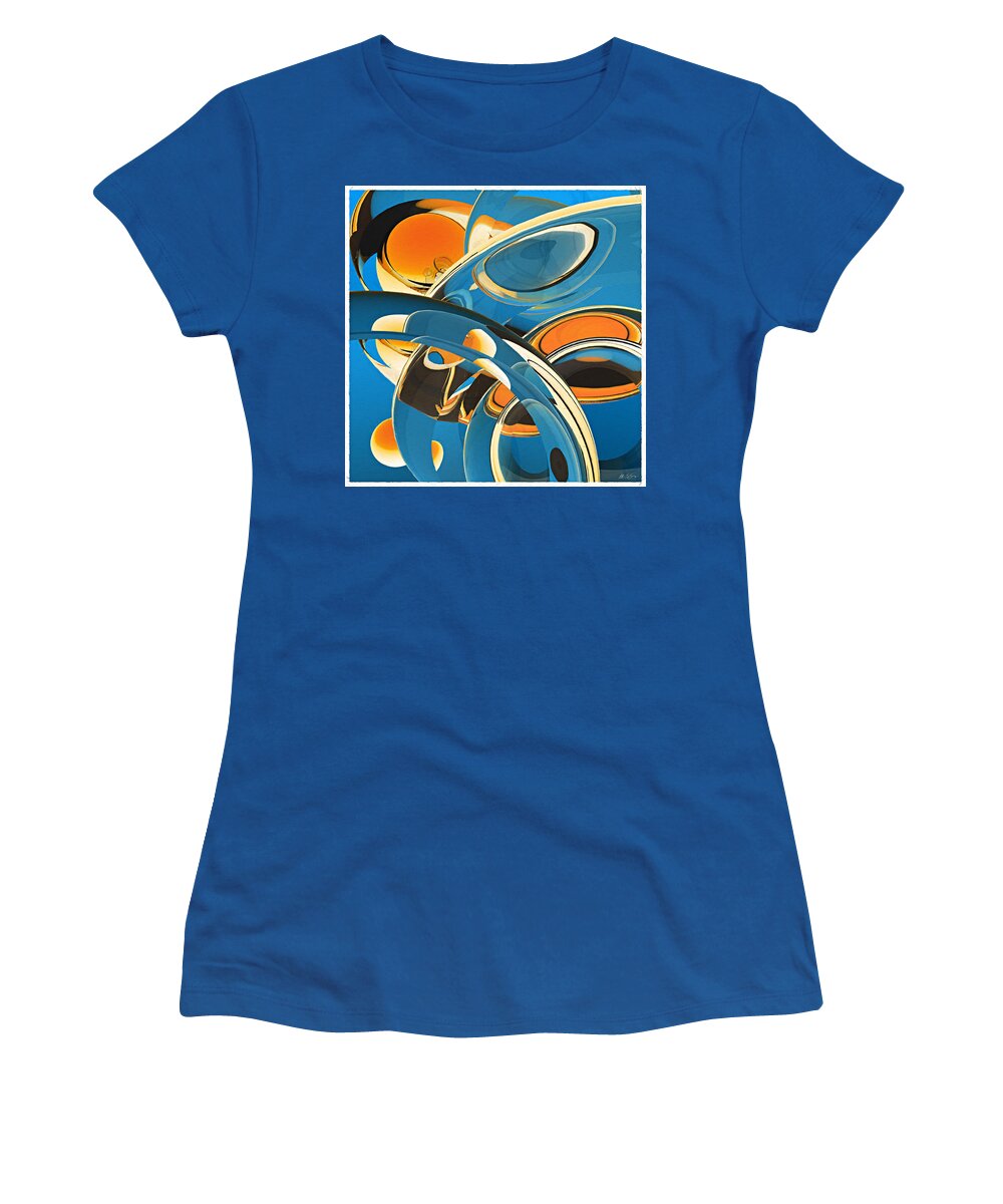 Abstract Women's T-Shirt featuring the painting Blue and Ornage by Peter J Sucy