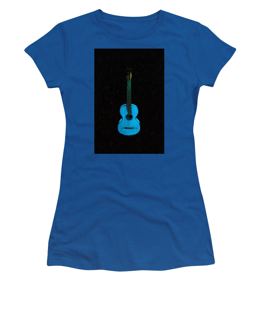 Guitar Women's T-Shirt featuring the painting Blue Guitar by Tony Rubino
