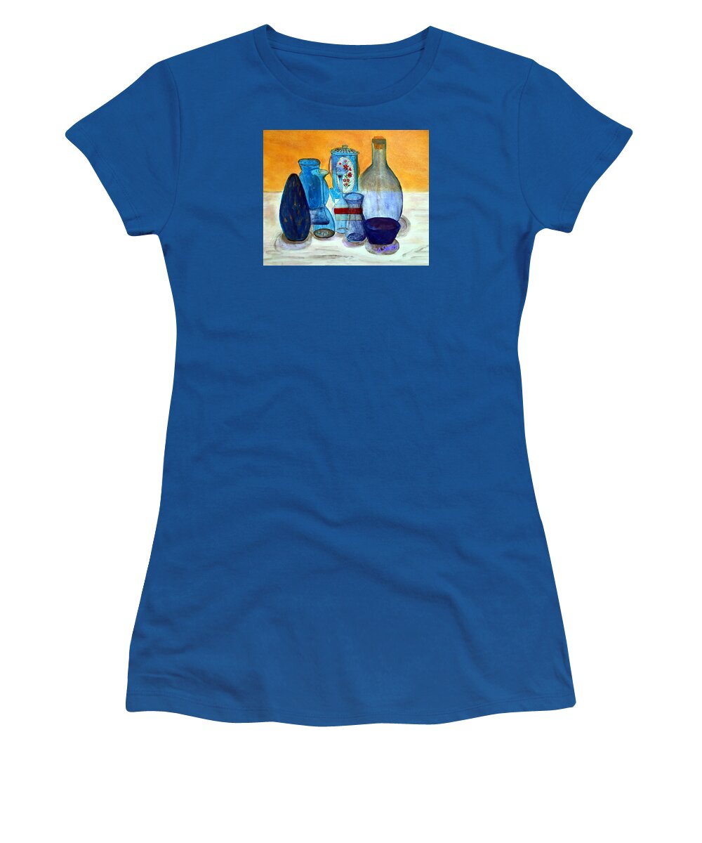 Blue Women's T-Shirt featuring the painting Blue still life by Anne Sands