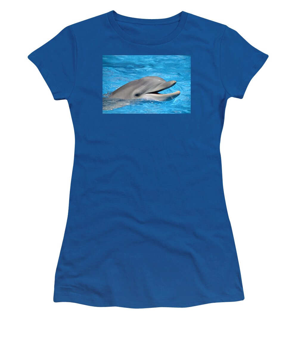 Dolphin Women's T-Shirt featuring the photograph Bottlenose Dolphin with Mouth Open by Scott H Phillips