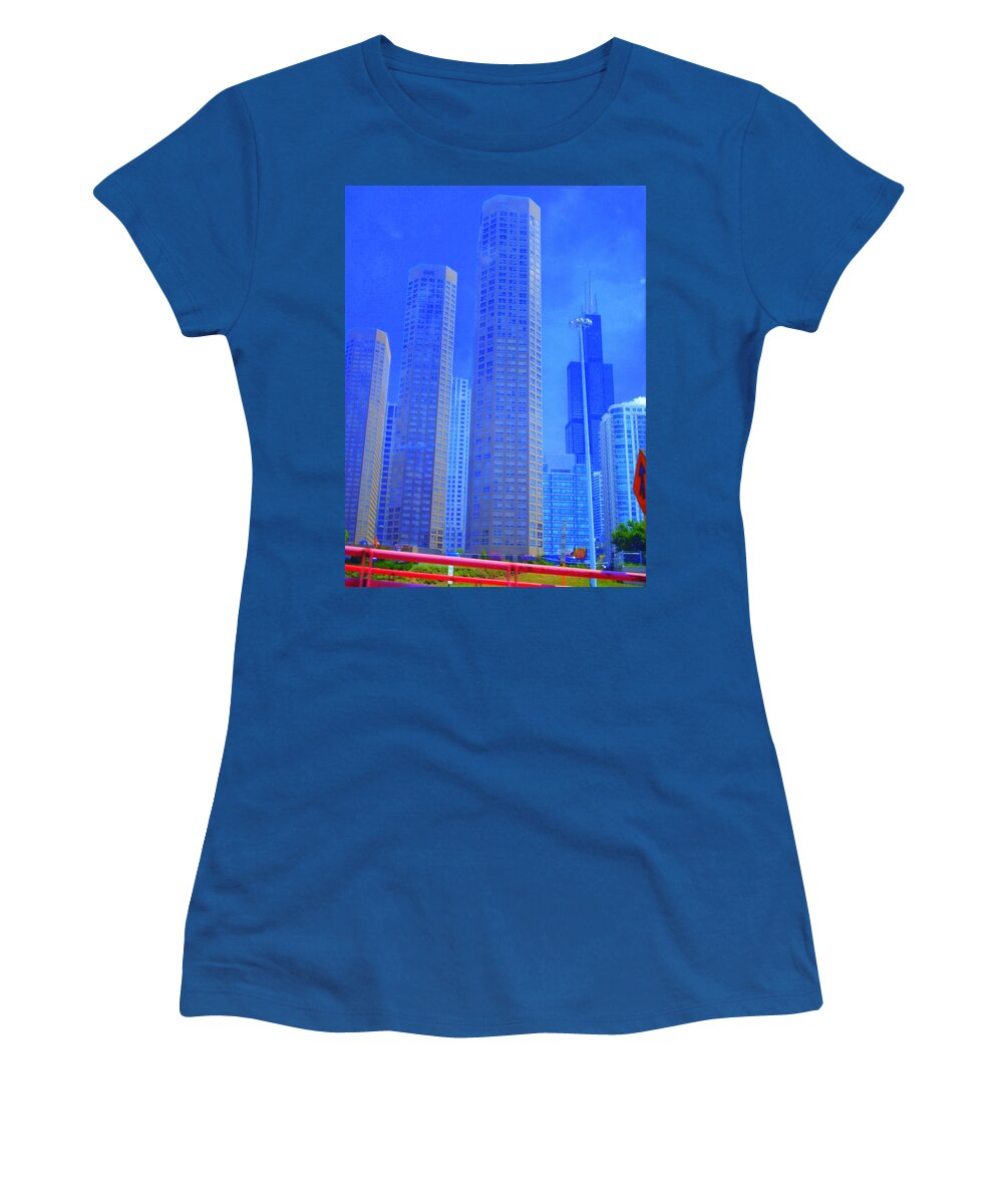 Cityscape Women's T-Shirt featuring the photograph Chicago the city of blues 11 by Julie Lueders 