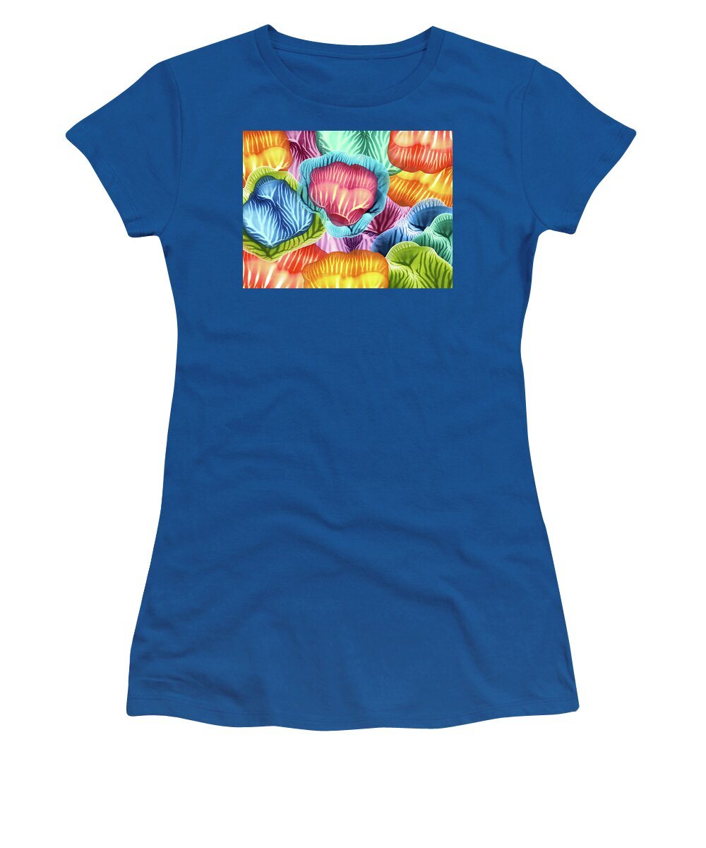 Abstract Women's T-Shirt featuring the painting Colorful Abstract Flower Petals by Amy Vangsgard