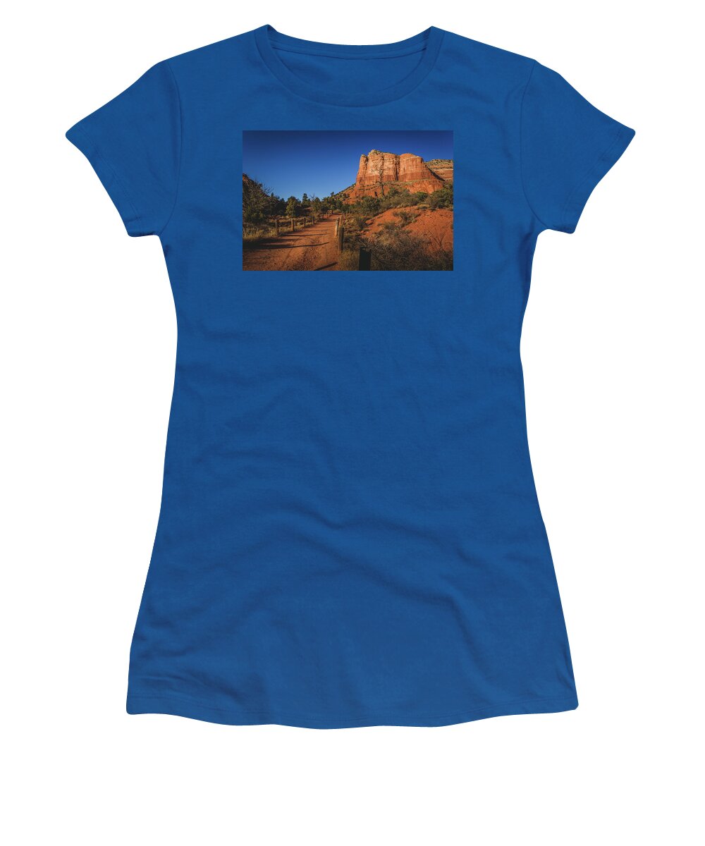 Arizona Women's T-Shirt featuring the photograph Courthouse Butte and Bell Rock Trail by Andy Konieczny