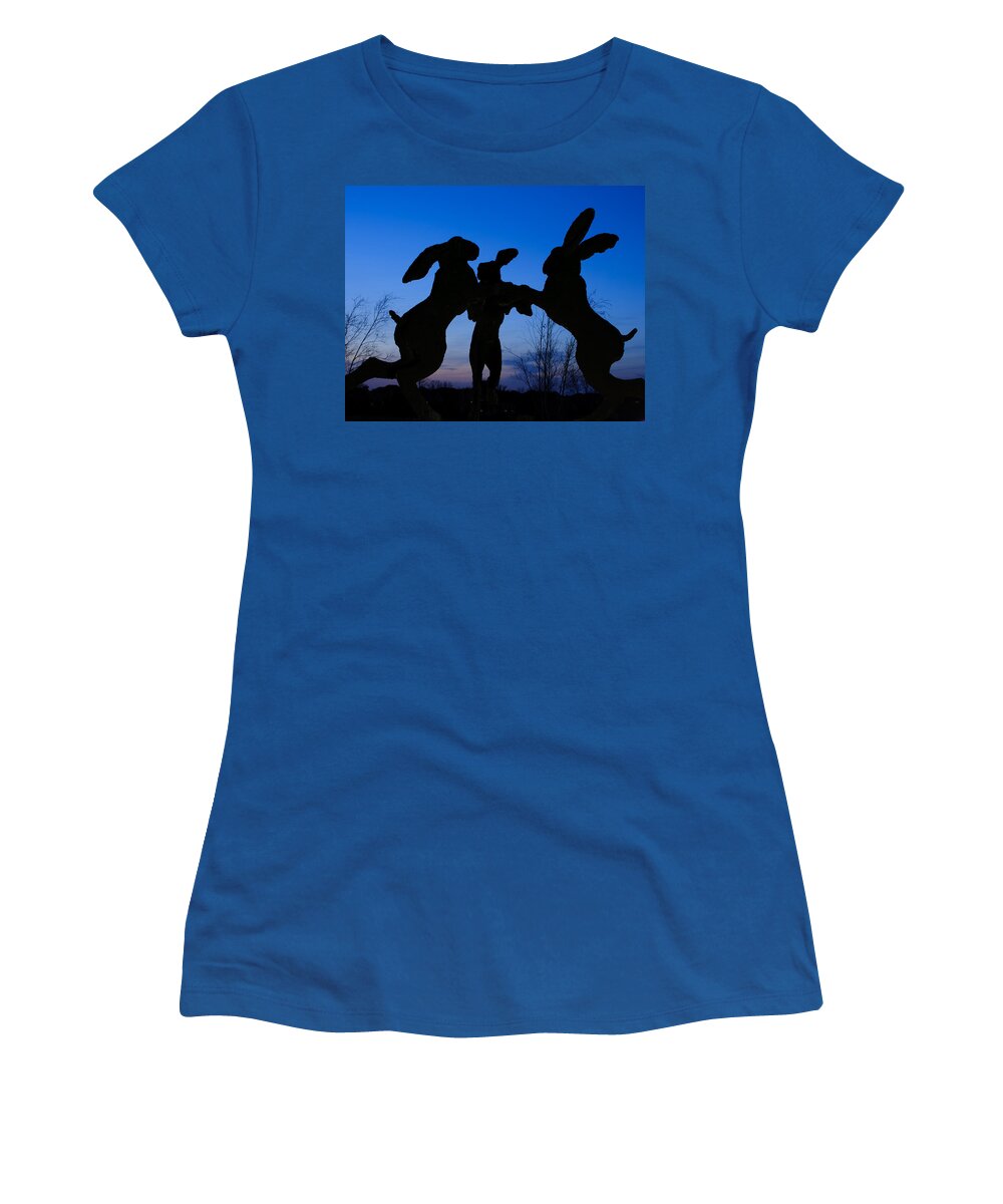 Dublin Women's T-Shirt featuring the photograph Dancing Hares at Ballantrae by Roberta Kayne