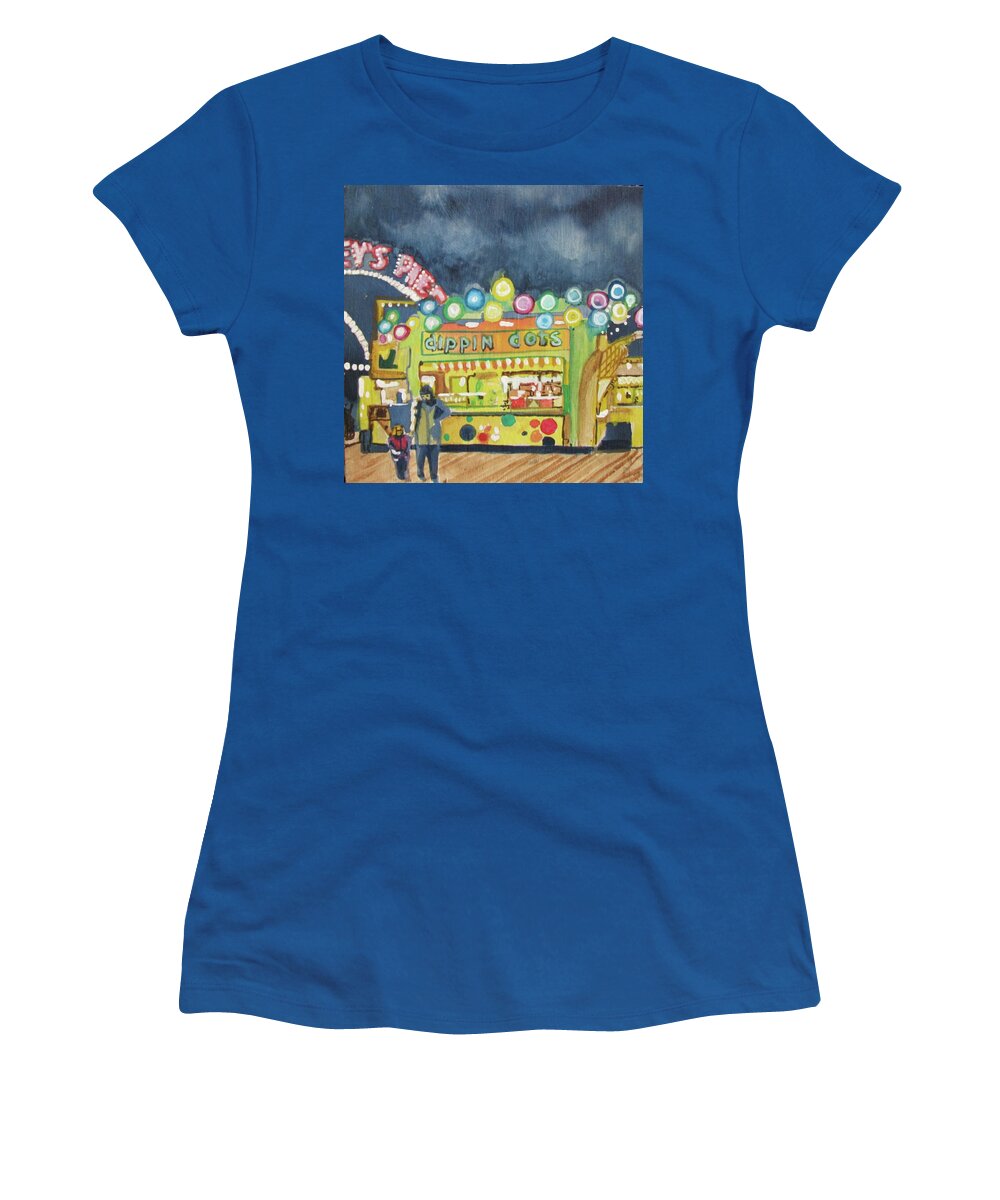 Amusements Women's T-Shirt featuring the painting Dippin the Dots by Patricia Arroyo