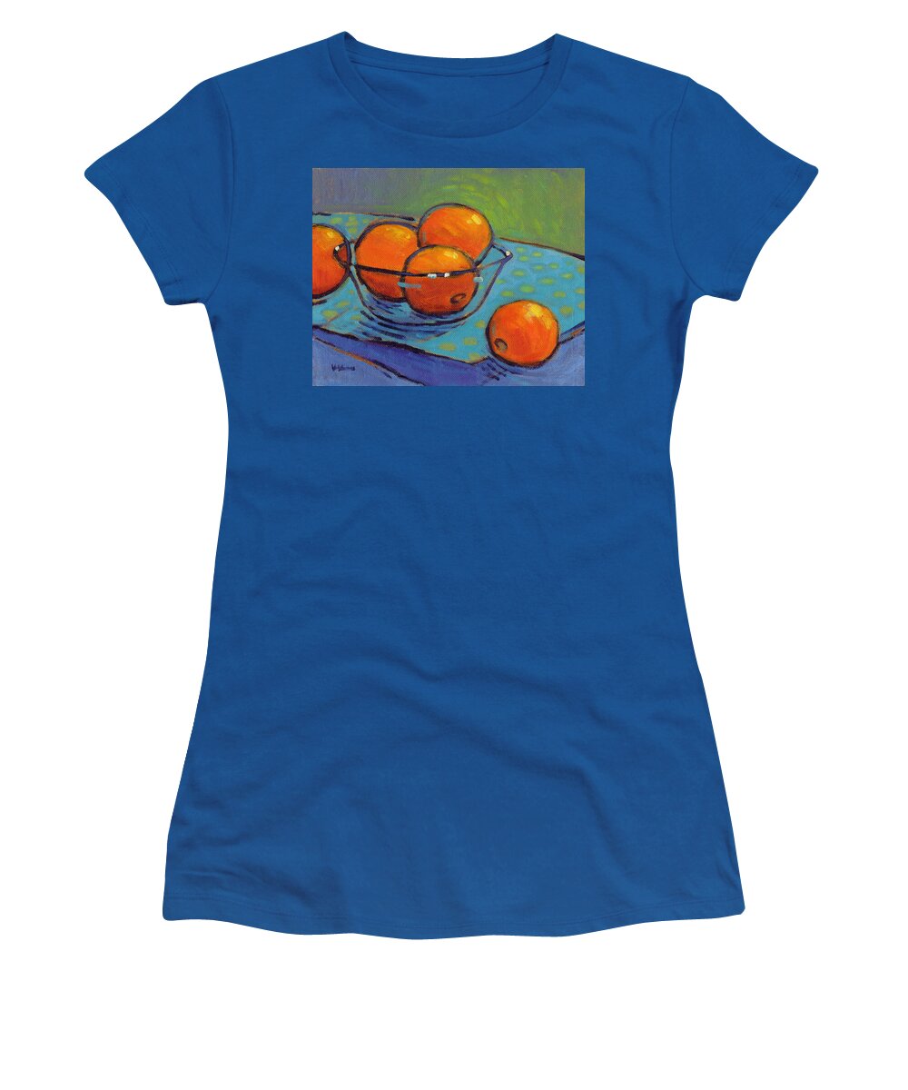 Oranges Women's T-Shirt featuring the painting Do You Polka? by Konnie Kim