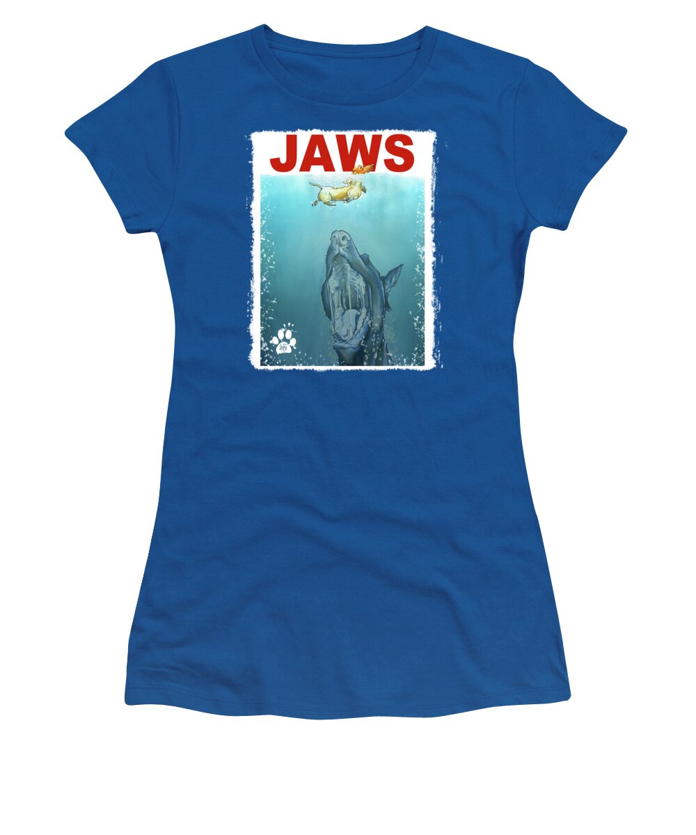 Dog Caricature Women's T-Shirt featuring the drawing Dog-Themed JAWS Caricature Art Print by Canine Caricatures By John LaFree