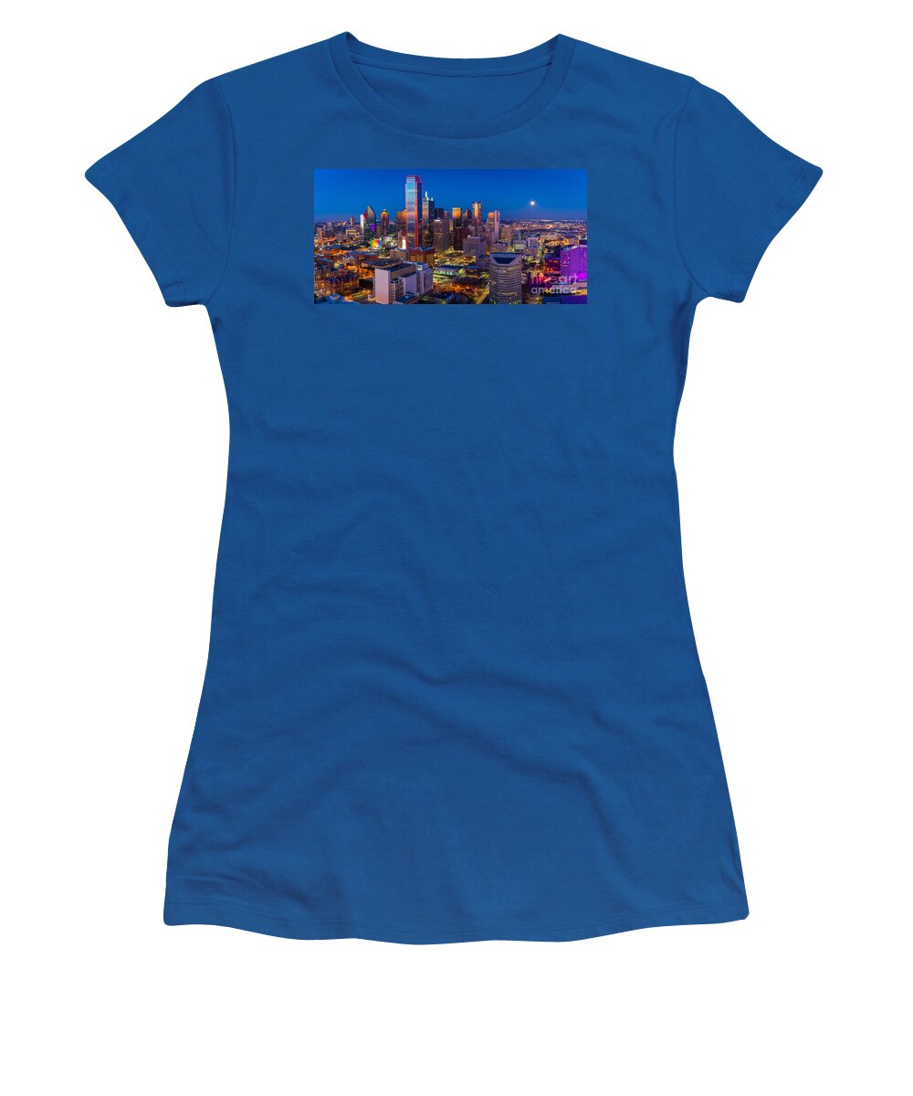 America Women's T-Shirt featuring the photograph Downtown Dallas Panorama by Inge Johnsson
