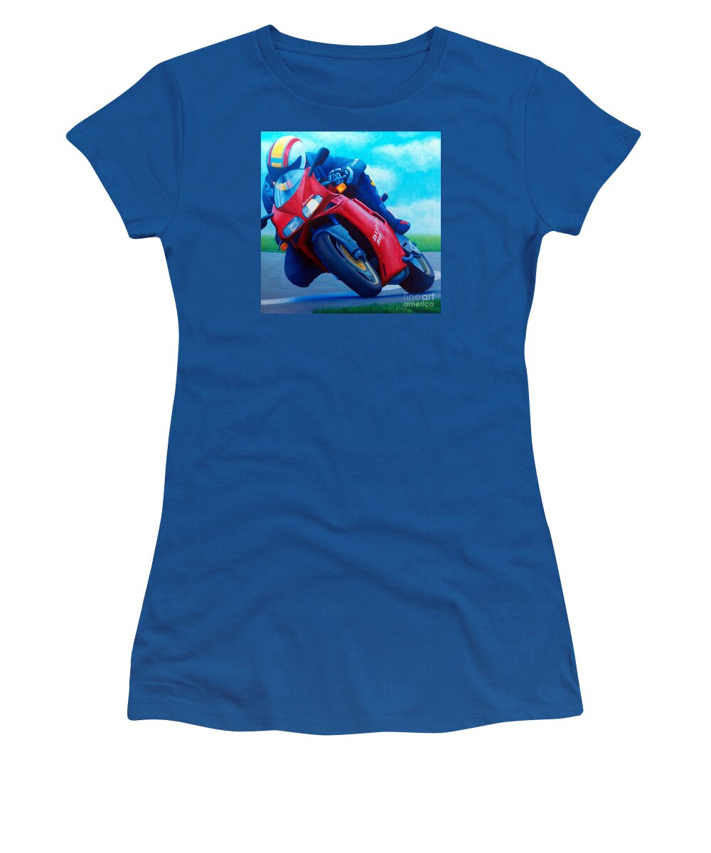 Motorcycle Women's T-Shirt featuring the painting Ducati 916 by Brian Commerford