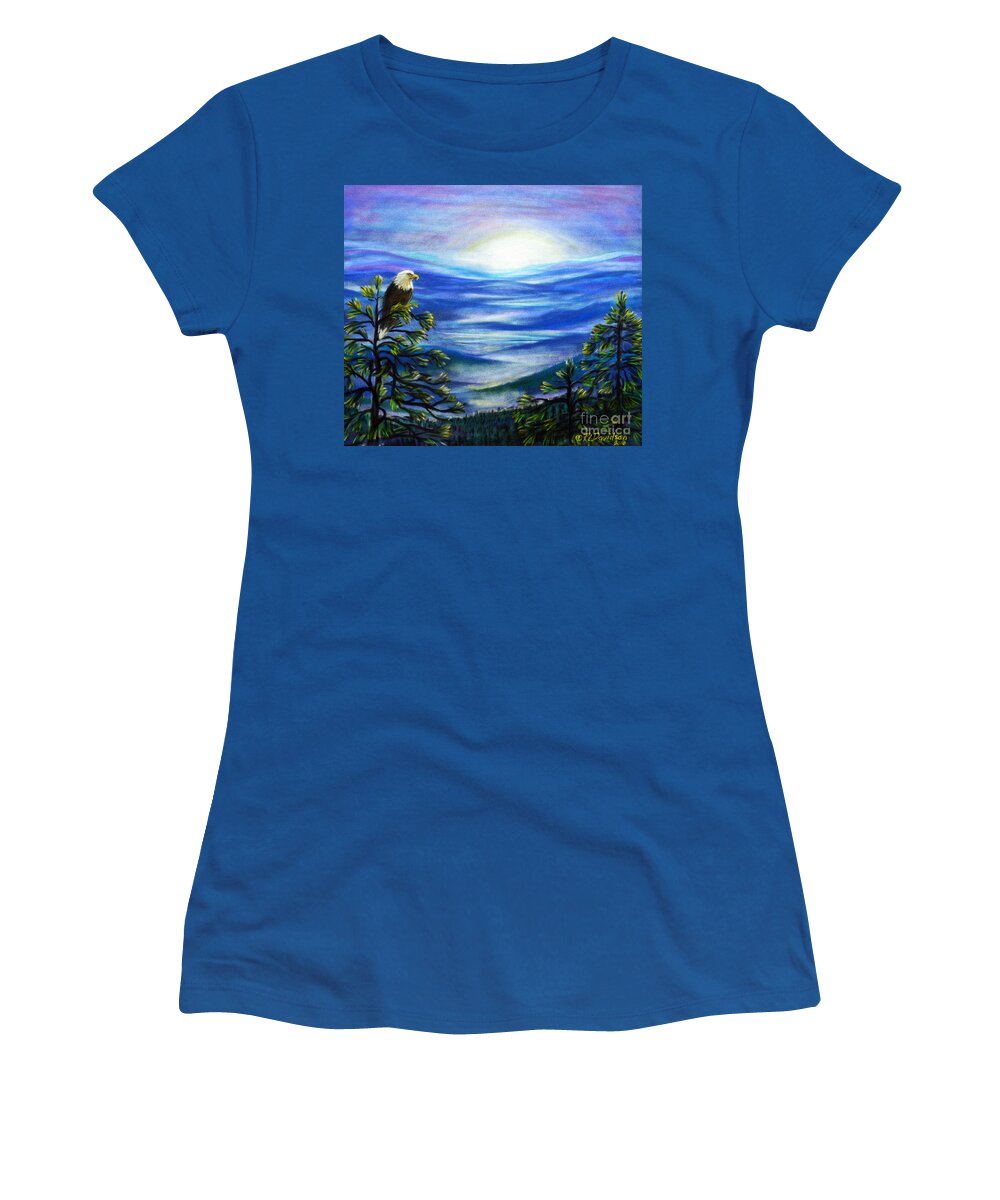 Blue Ridge Mountains Women's T-Shirt featuring the pastel Eagle Blue Ridge Mountain Sunrise by Pat Davidson