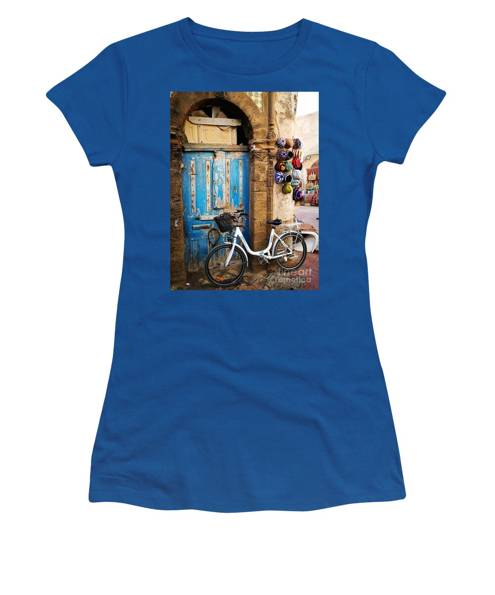 Travel And Leisure Women's T-Shirt featuring the photograph Essaouira Cycling by Jarek Filipowicz