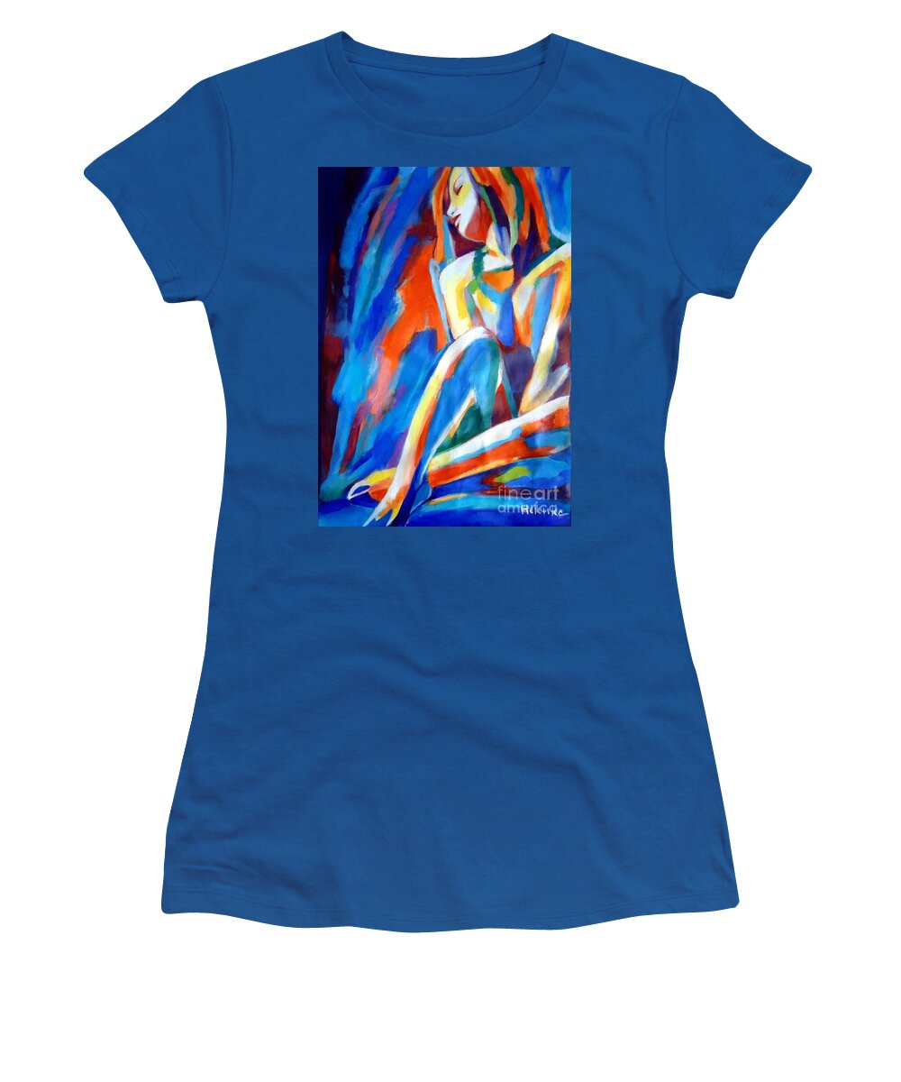 Contemporary Art Women's T-Shirt featuring the painting Evening mood by Helena Wierzbicki