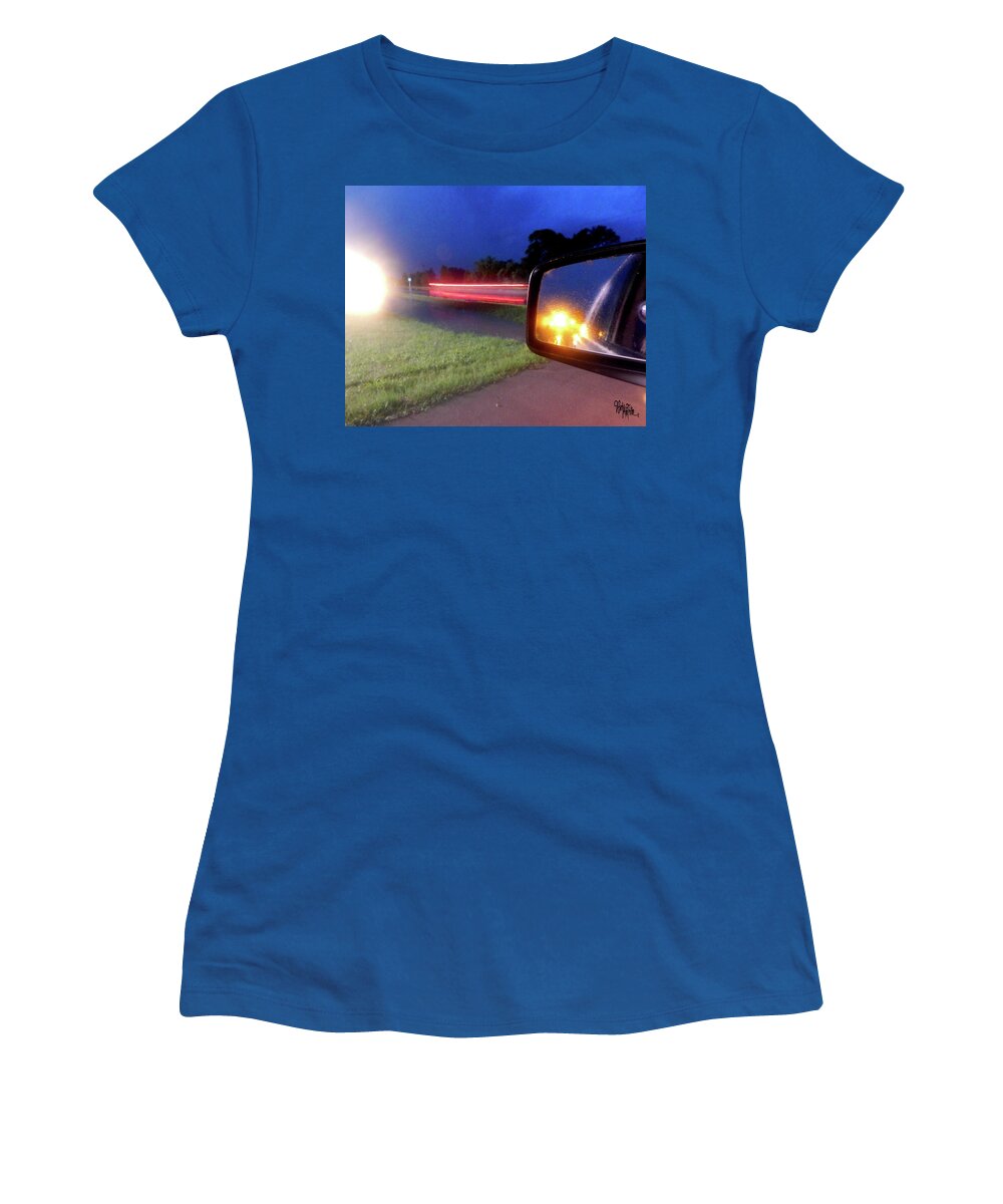 Art Women's T-Shirt featuring the photograph Fast Traffic Reflections #6242 by Barbara Tristan