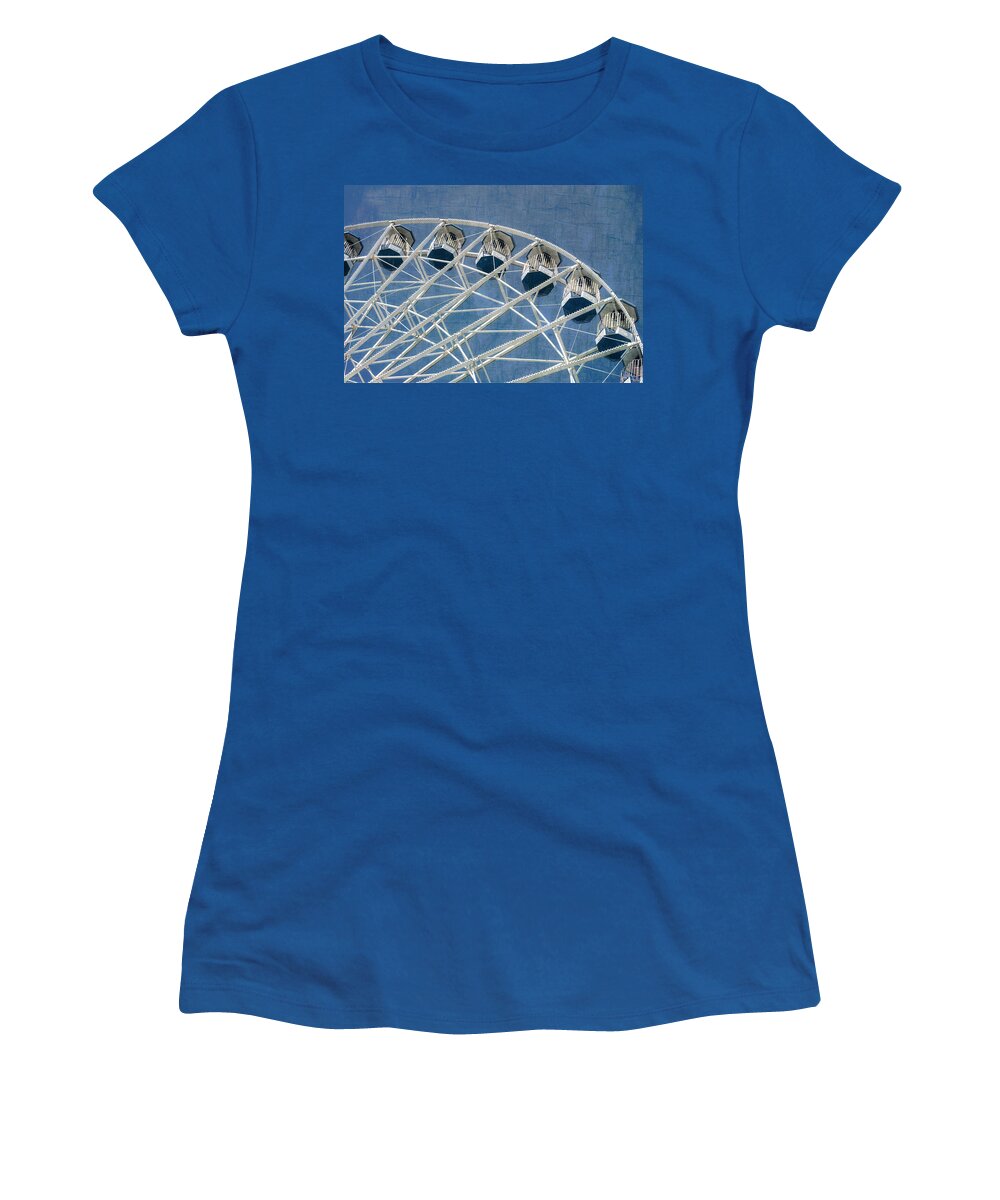 Jersey Women's T-Shirt featuring the photograph Ferris Wheel Texture Series 2 Blue by Marianne Campolongo