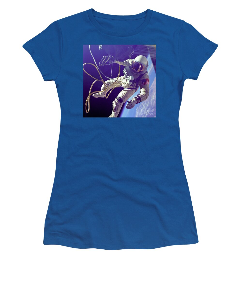 Science Women's T-Shirt featuring the photograph First American Walking In Space, Edward by Nasa