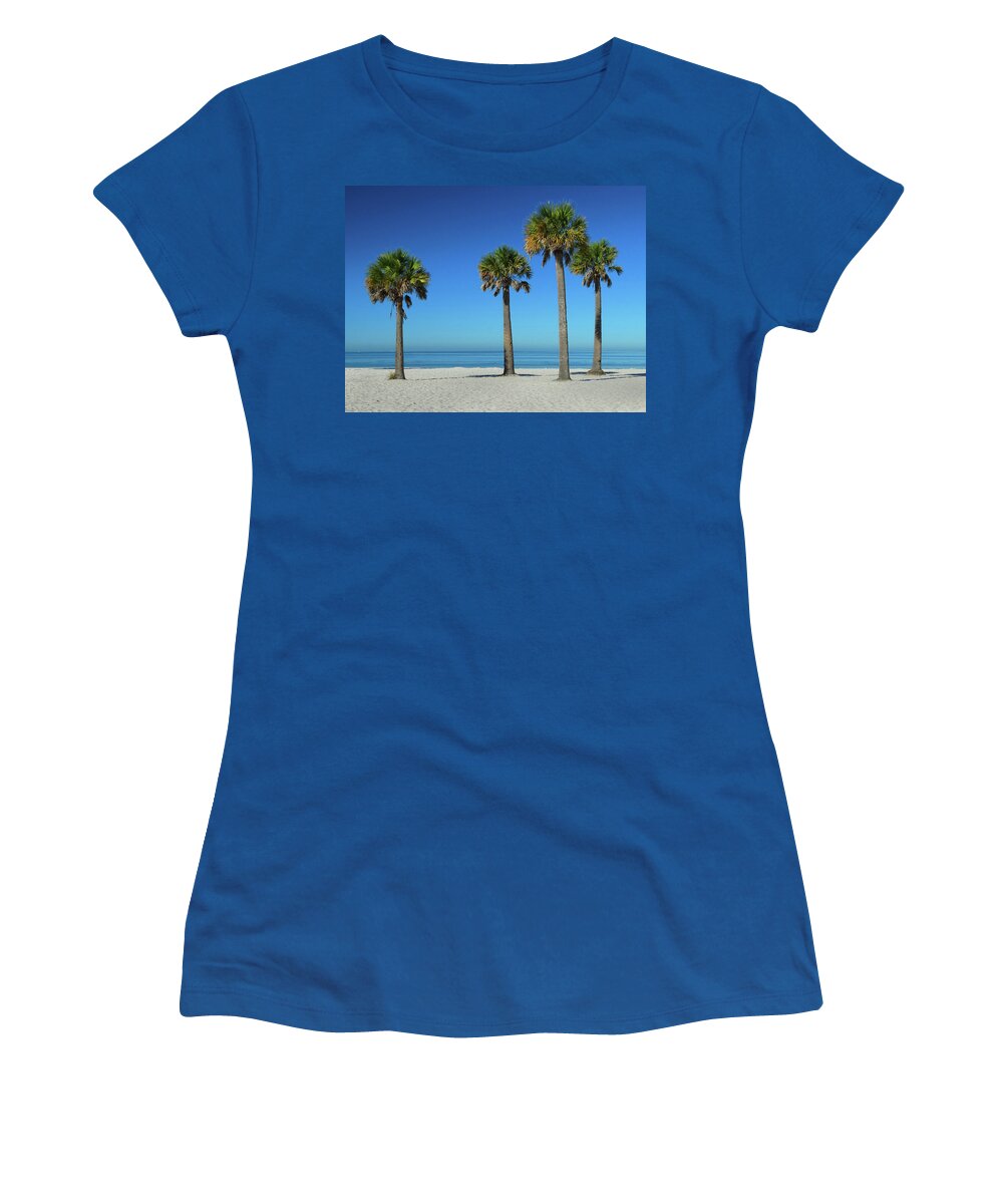 Fred Howard Beach Women's T-Shirt featuring the photograph Four Palms in the Morning Light by David T Wilkinson