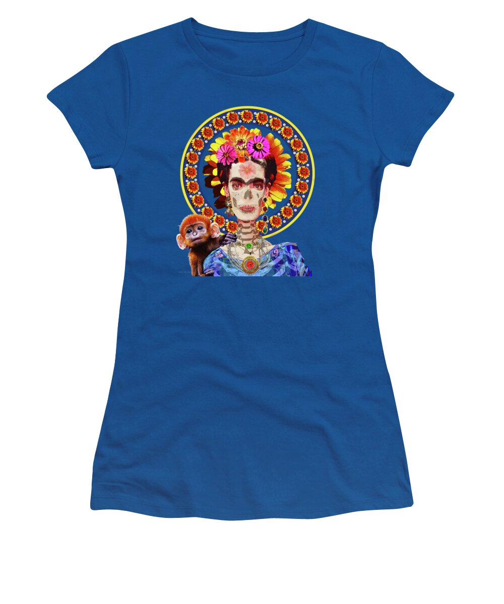 Frida Women's T-Shirt featuring the digital art Frida de Muertos by Susan Vineyard