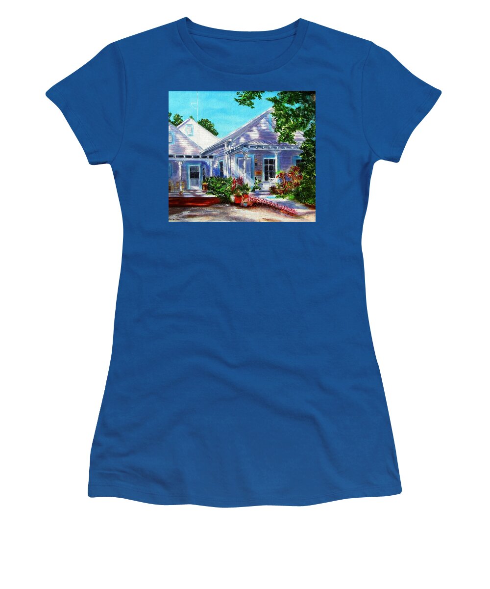 Georgia Street Women's T-Shirt featuring the painting Georgia Street, Key West by Linda Cabrera