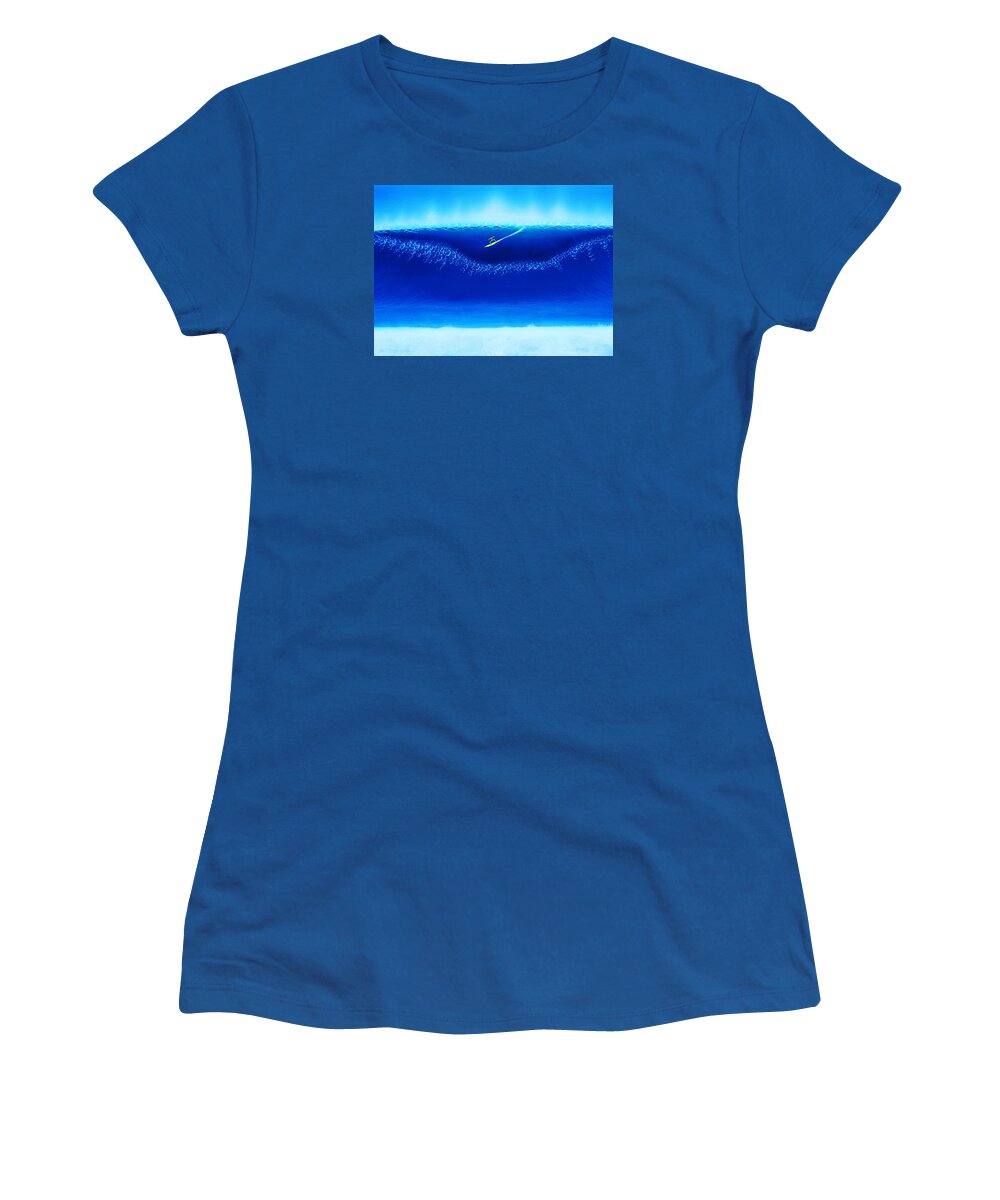 Surfing Women's T-Shirt featuring the painting Greg Noll - Makaha 12-4-1969 by John Kaelin