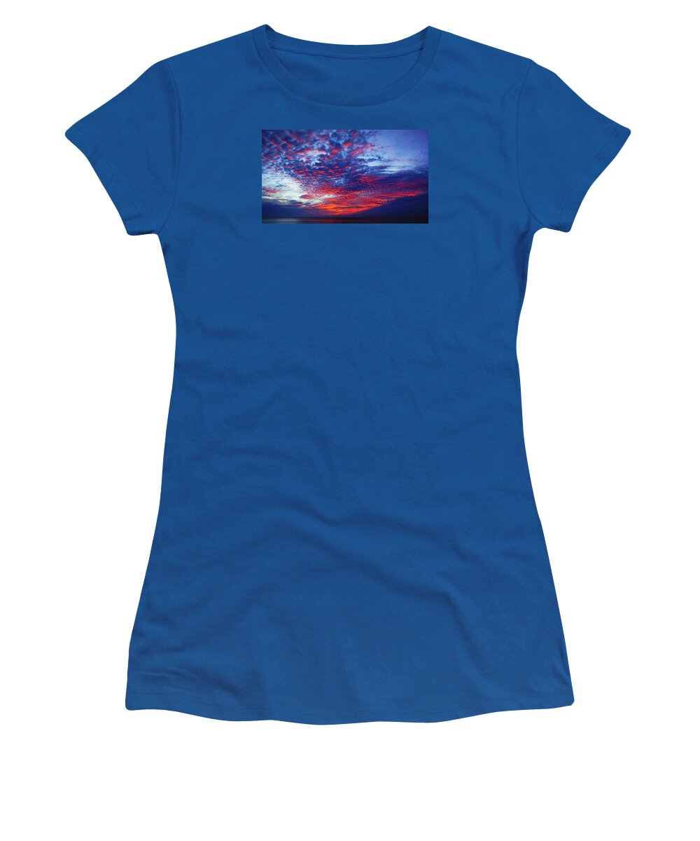 Red Women's T-Shirt featuring the photograph Hand of God at Sunrise by Lawrence S Richardson Jr