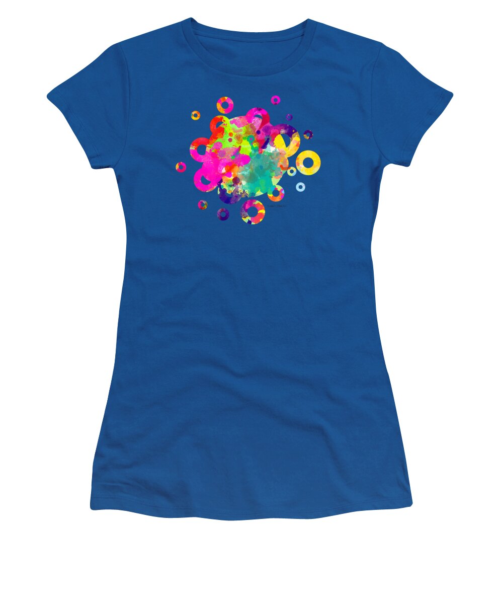 Rings Women's T-Shirt featuring the digital art Happy Rings - TEE SHIRT DESIGN by Debbie Portwood