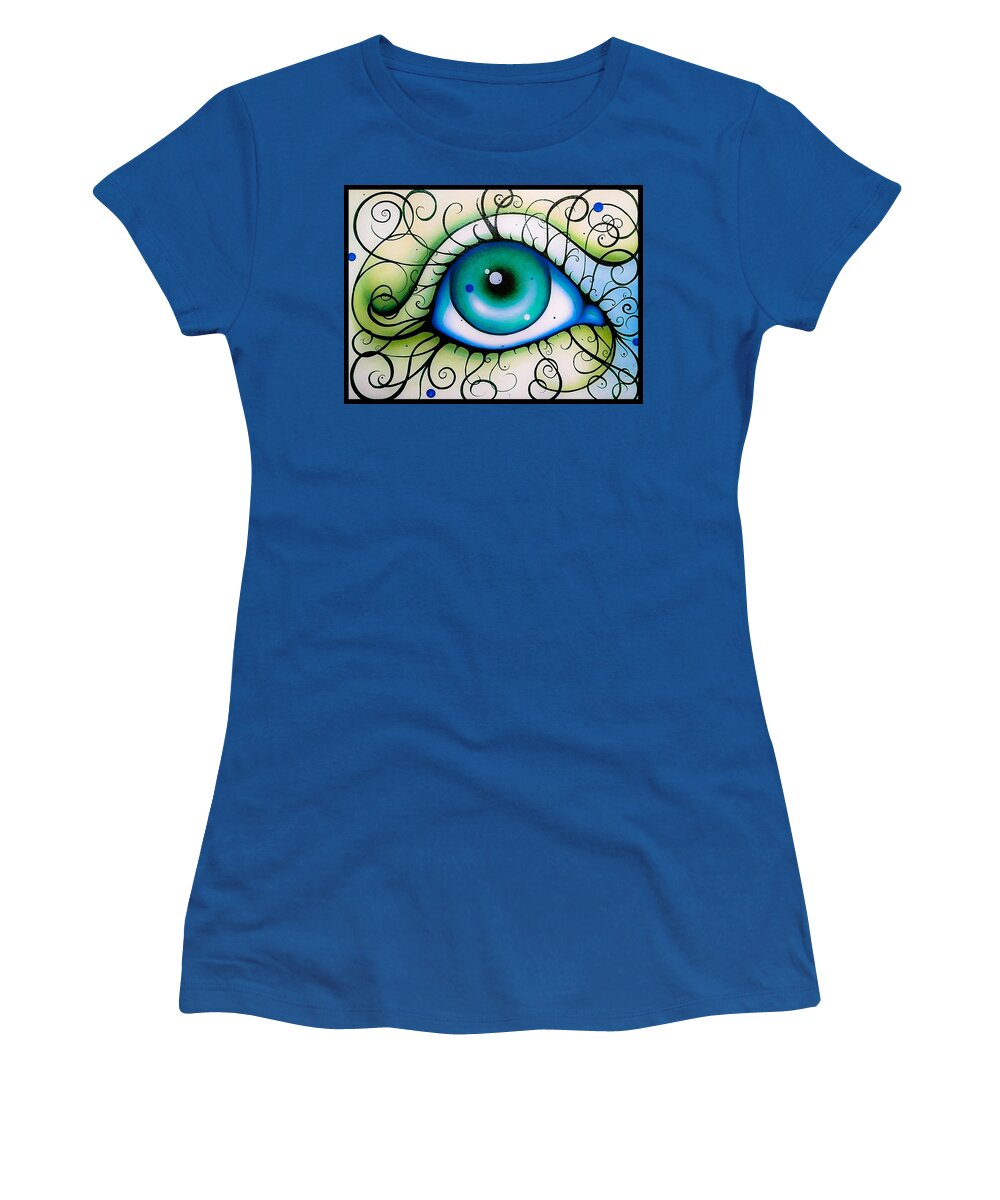 Eye Art Women's T-Shirt featuring the painting Illusions of Blue by Matt Mercer