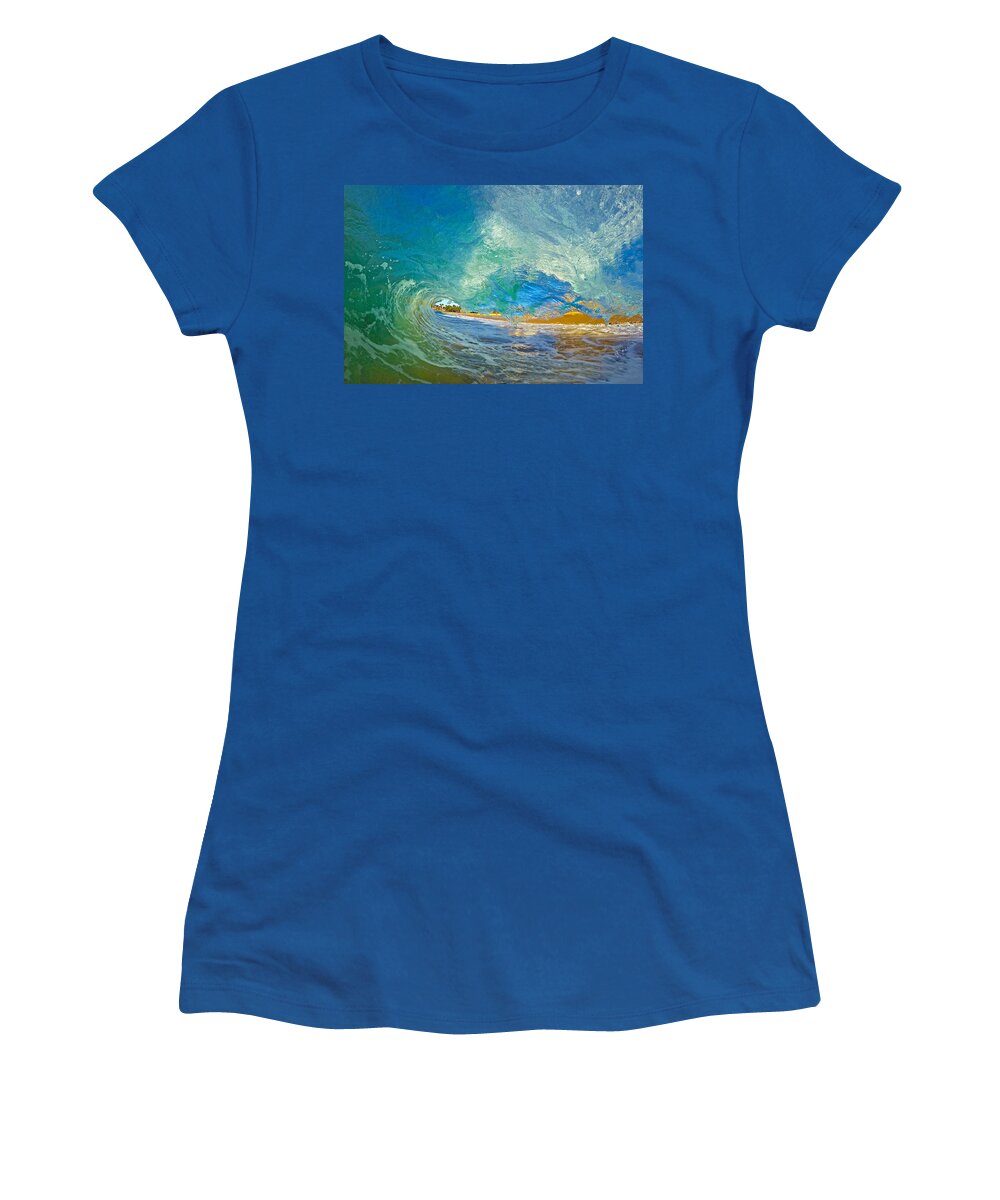 Kaanapali Maui Hawaii Seascape Ocean Wave Shorebreak Women's T-Shirt featuring the photograph Kaanapali Wave by James Roemmling