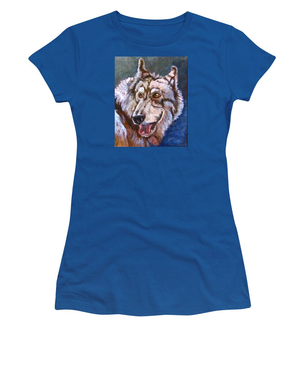 Wolf Women's T-Shirt featuring the painting Koukin by Barbara O'Toole