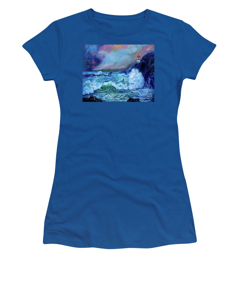 Seascape Women's T-Shirt featuring the painting Makapuu Light House by Jenny Lee