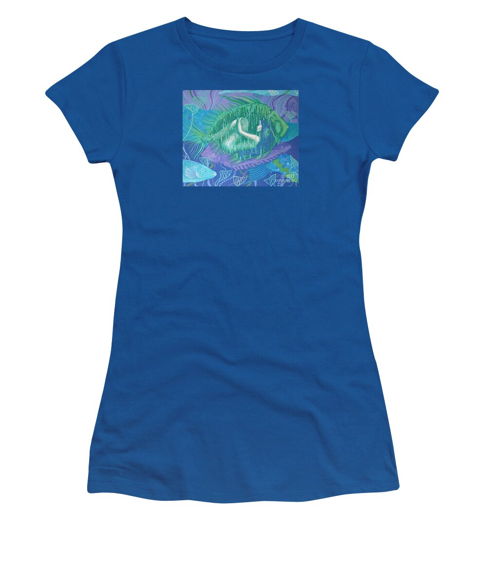 Mermaid Women's T-Shirt featuring the painting Mimicry by Julia Khoroshikh