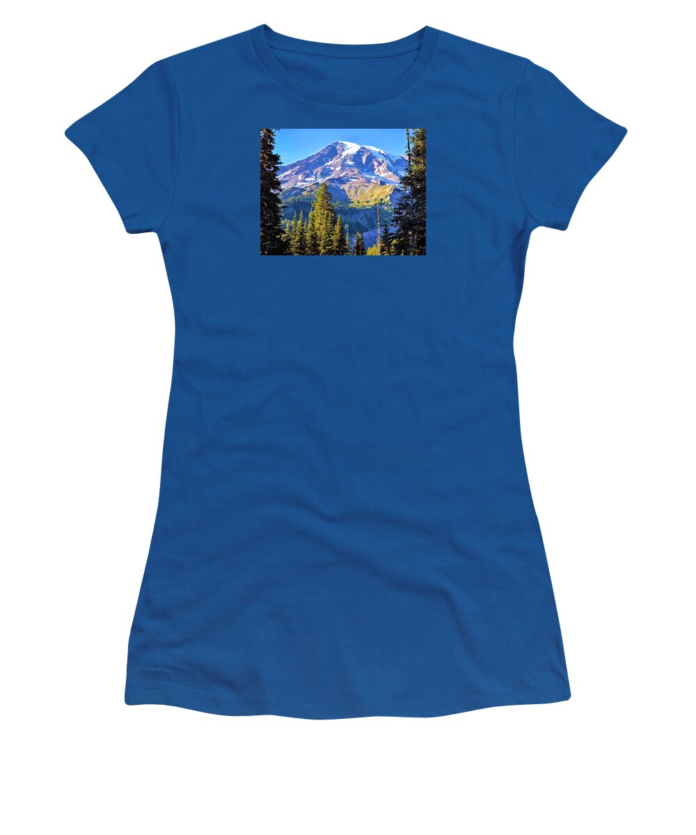 Mount Rainier Women's T-Shirt featuring the photograph Mountain Meets Sky by Anthony Baatz