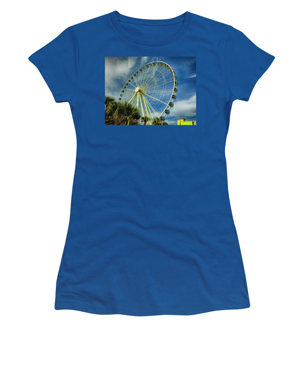 Myrtle Beach Women's T-Shirt featuring the photograph Myrtle Beach Skywheel by Bill Barber