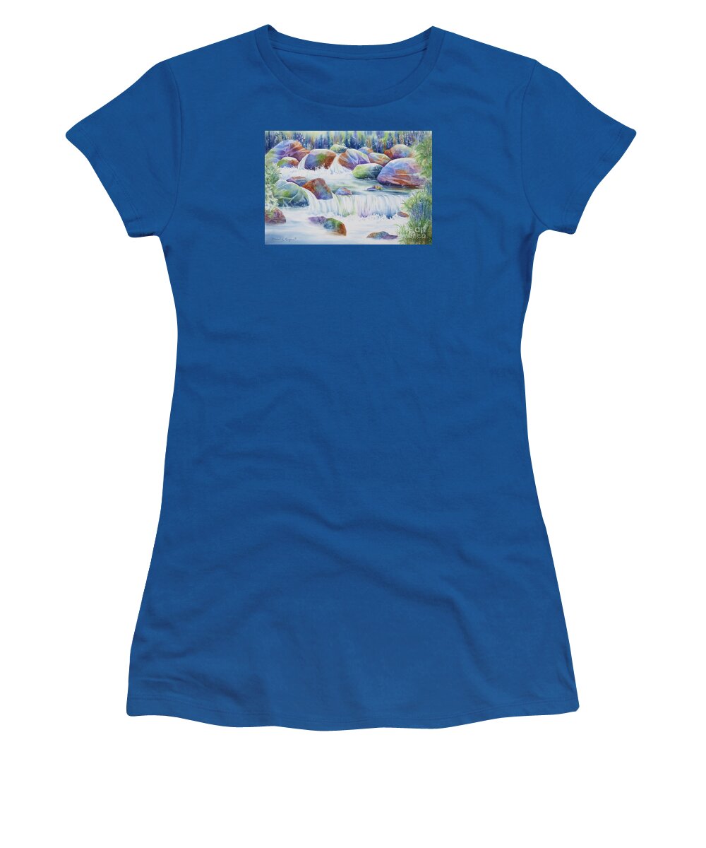 Waterfall Women's T-Shirt featuring the painting Nature's Jewel by Deborah Ronglien
