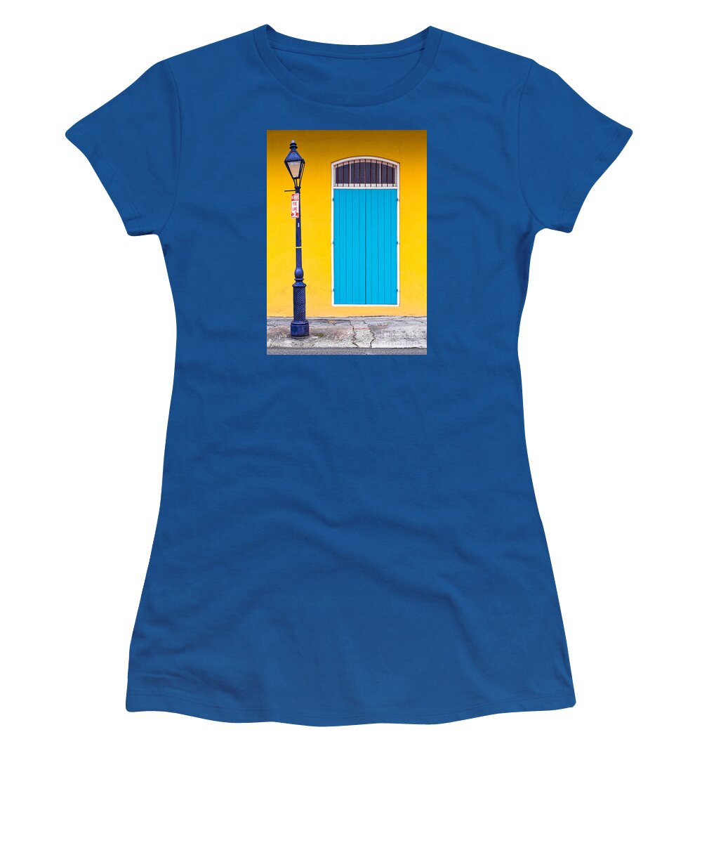Antique Women's T-Shirt featuring the photograph NOLA Door and Lamppost by Jerry Fornarotto