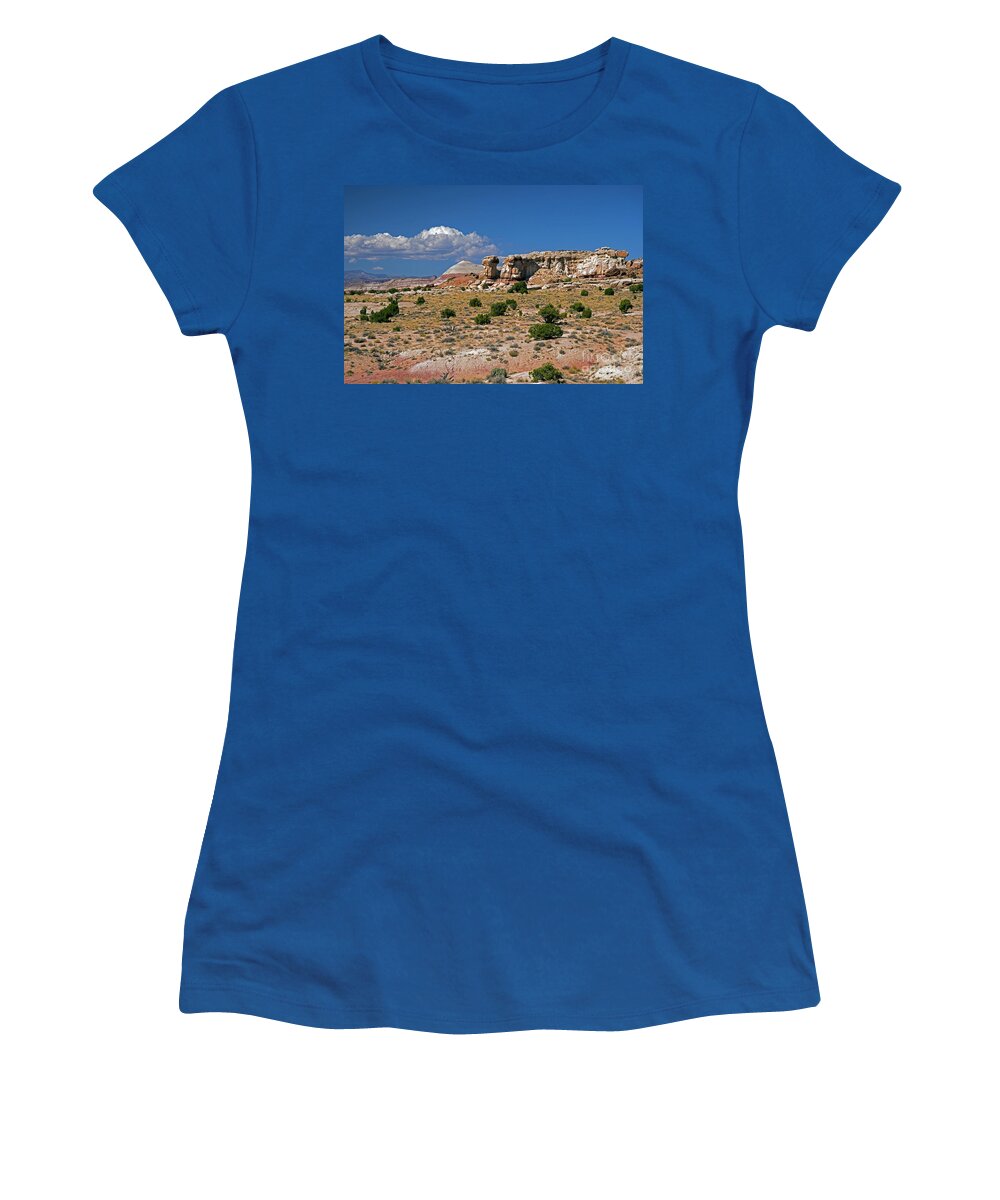 Capital Reef National Park Women's T-Shirt featuring the photograph On the road to Cathedral Valley by Cindy Murphy - NightVisions