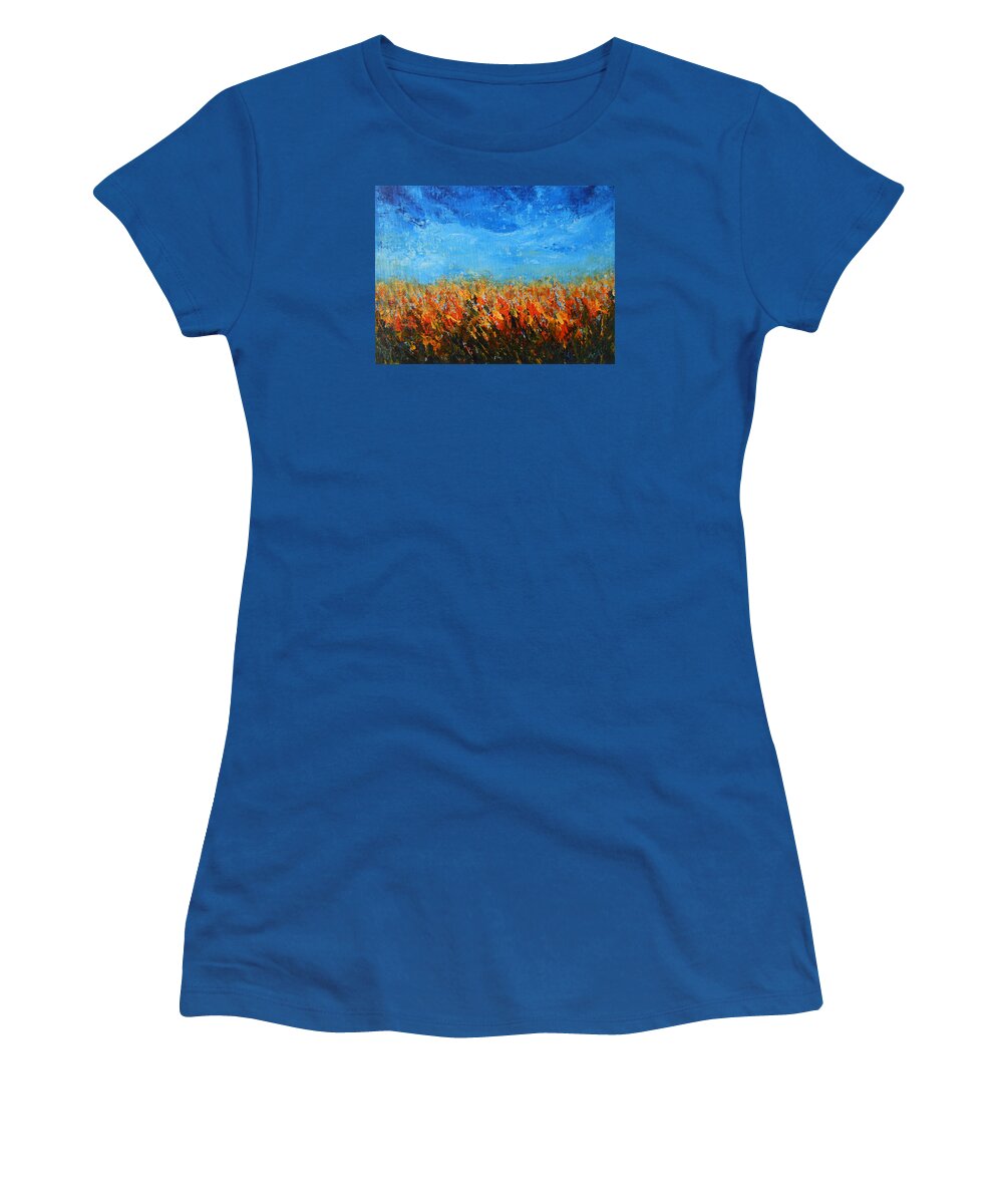 Abstract Women's T-Shirt featuring the painting Orange Sensation by Jane See