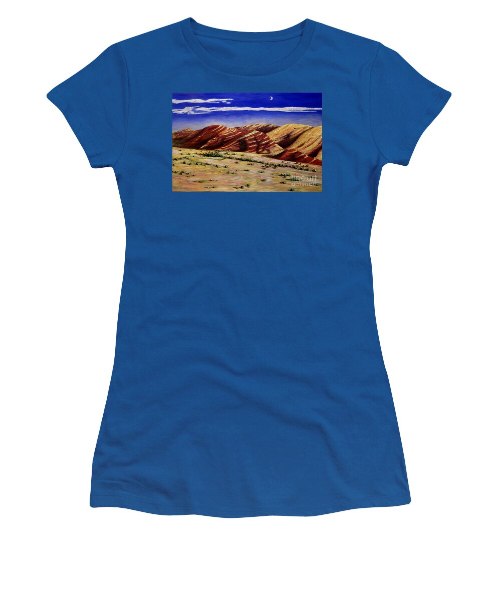 Landscape Women's T-Shirt featuring the painting Painted Hills by Lisa Rose Musselwhite